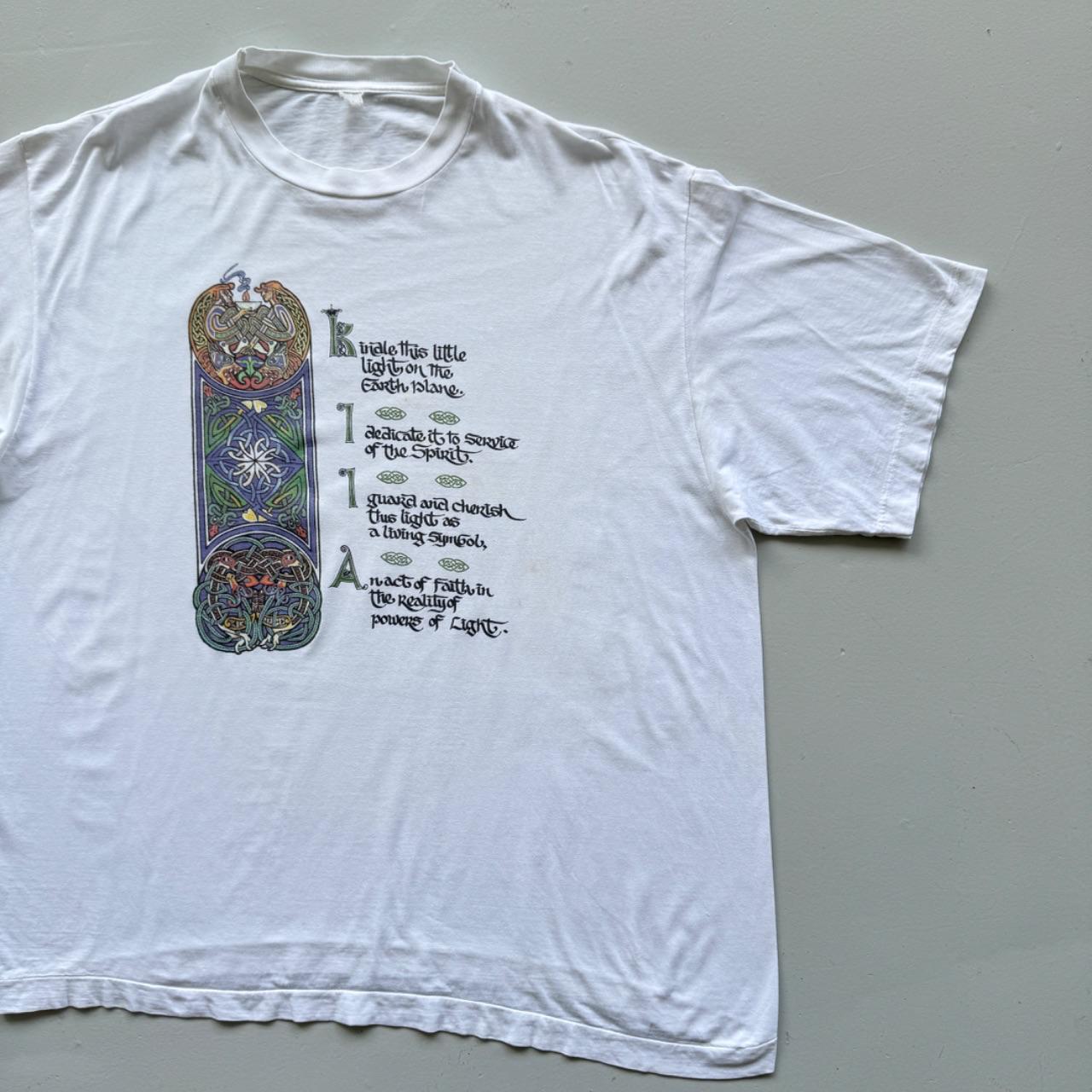 White Celtic Druid 80s Vintage T-shirt - XXL