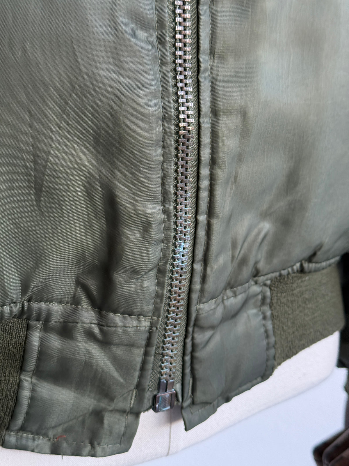 Olive Green MA-1 Style 90's Vintage Bomber Jacket - Medium