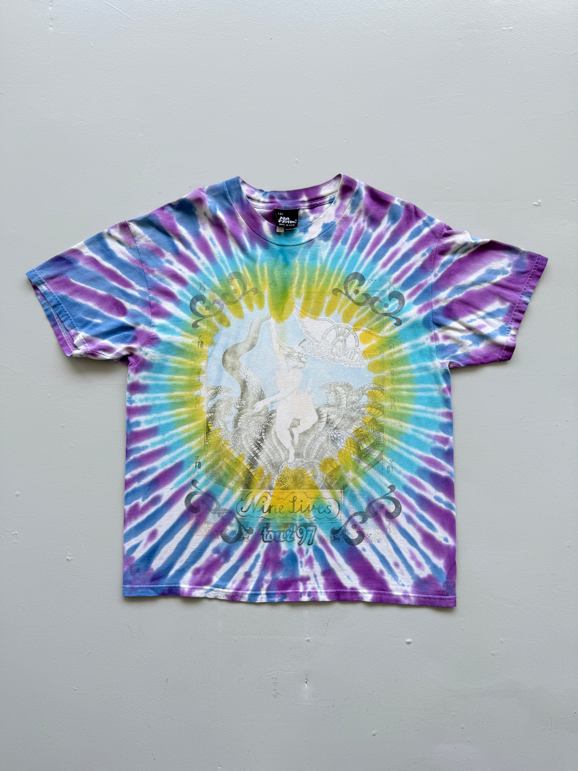 Blue Tie-Dye Aerosmith 90's Vintage Graphic Band T-Shirt - XL
