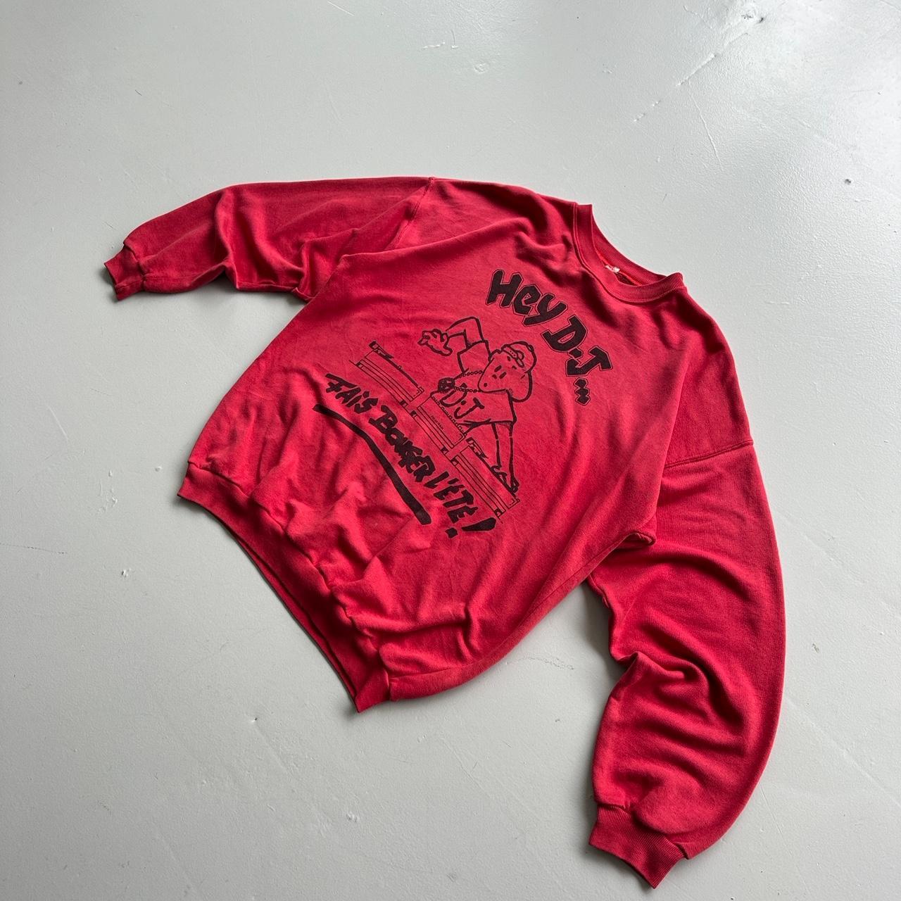 Burgundy Red French Cartoon DJ 90’s Vintage Graphic Sweatshirt - Large
