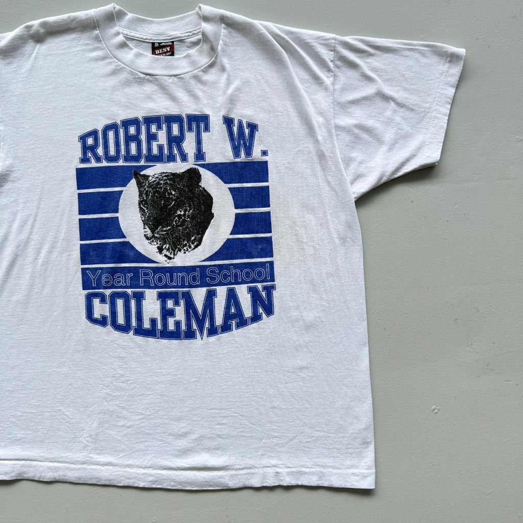 White Robert W College Vintage 80s T-shirt - XL