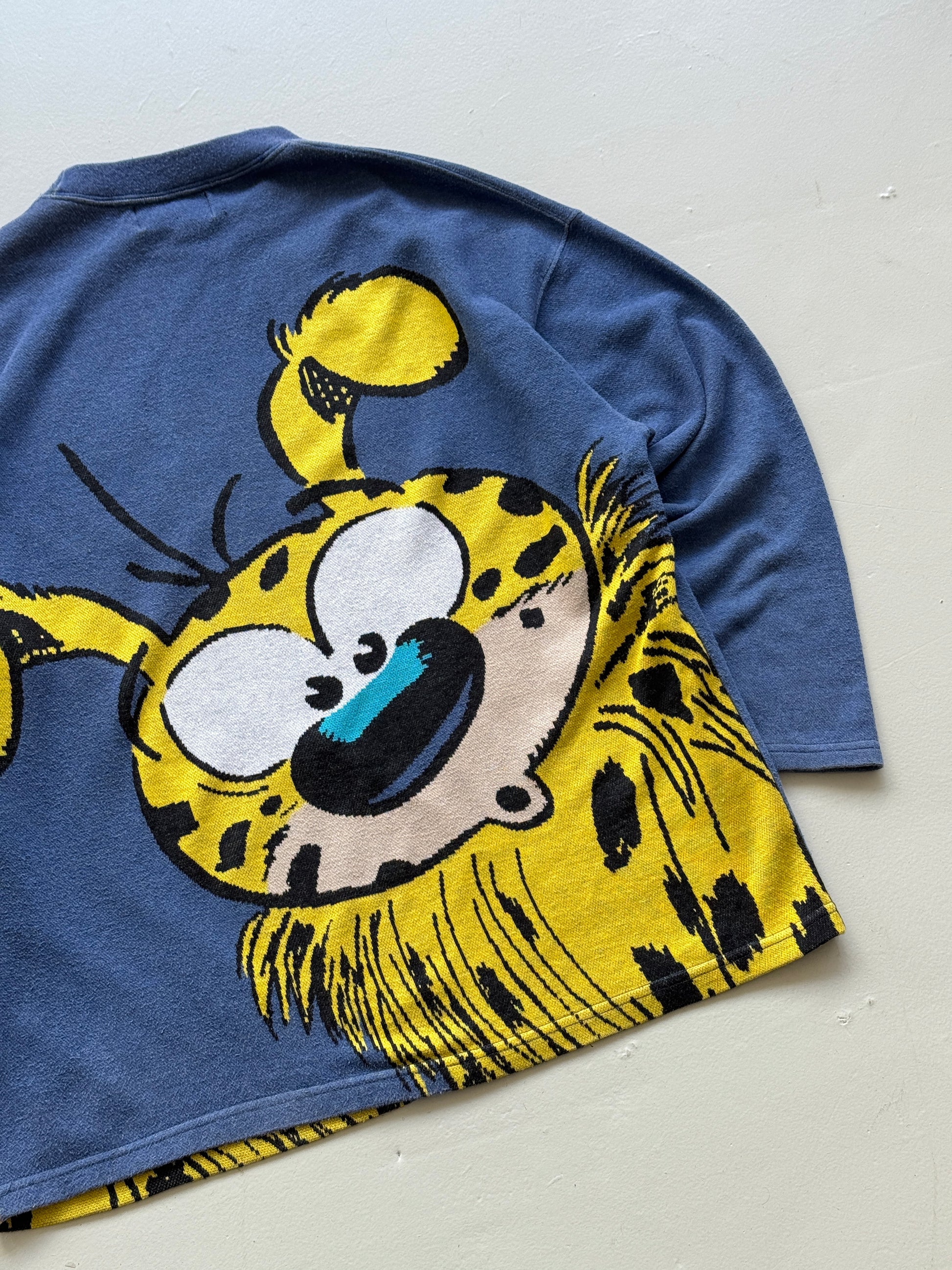 Blue Marsupilami 90's Vintage French Cartoon Knit Graphic Sweatshirt - Large