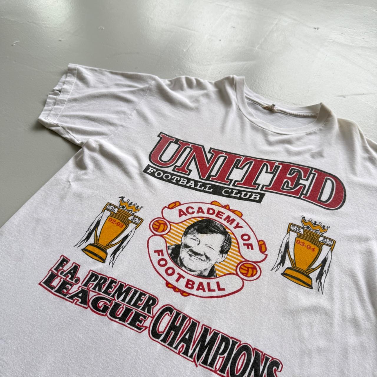 White Manchester United 90s Vintage Double Champions T-Shirt - XL