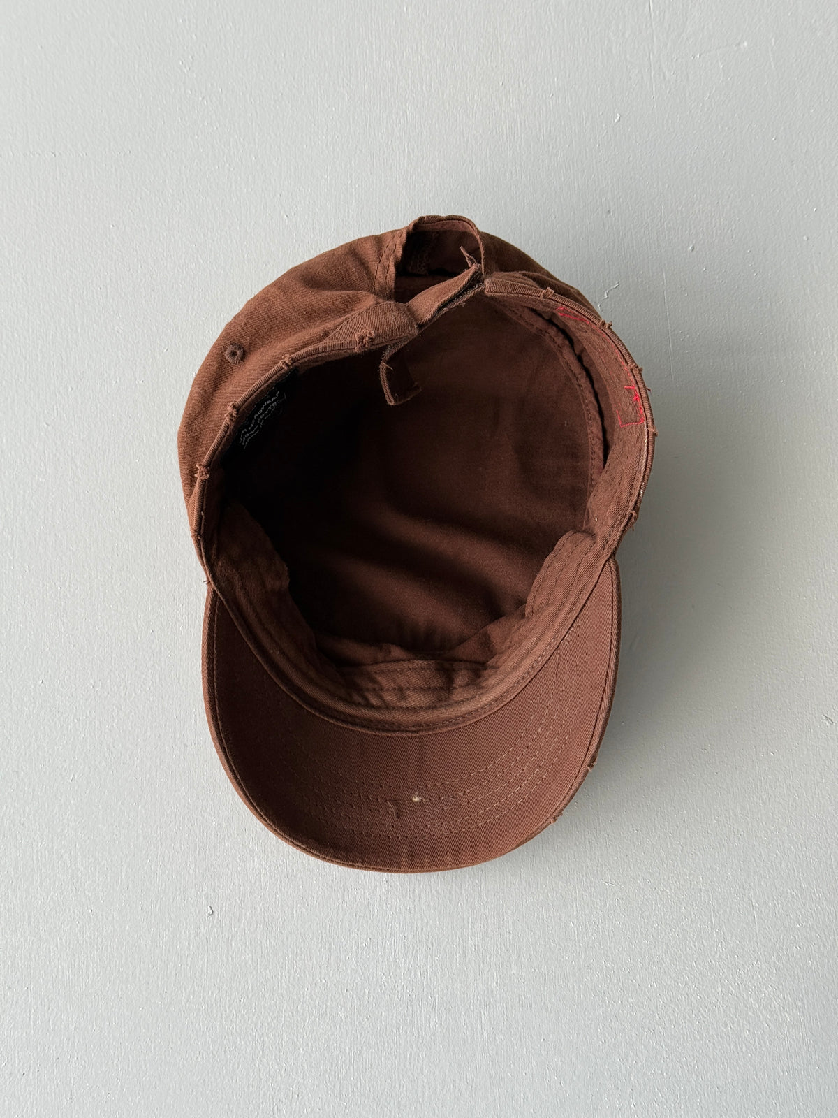 Brown Cross Studded Surf Y2K Cadet Cap Military Style 00's Grunge Aesthetic
