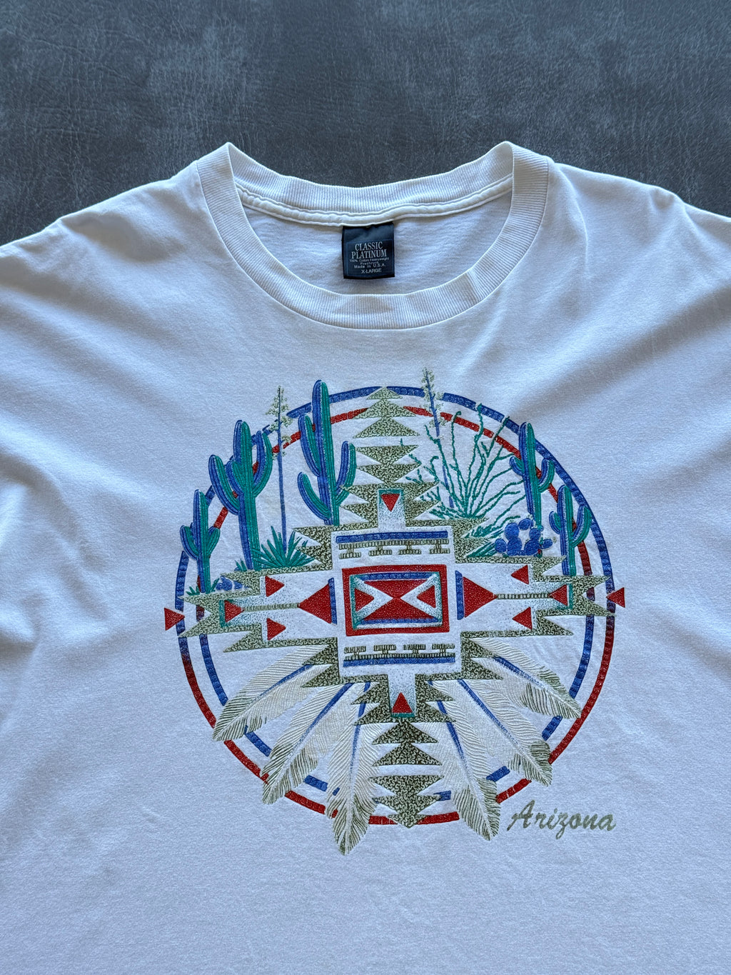 White Arizona Native Southwest 90's Vintage Single Stitch Graphic T-Shirt - XL