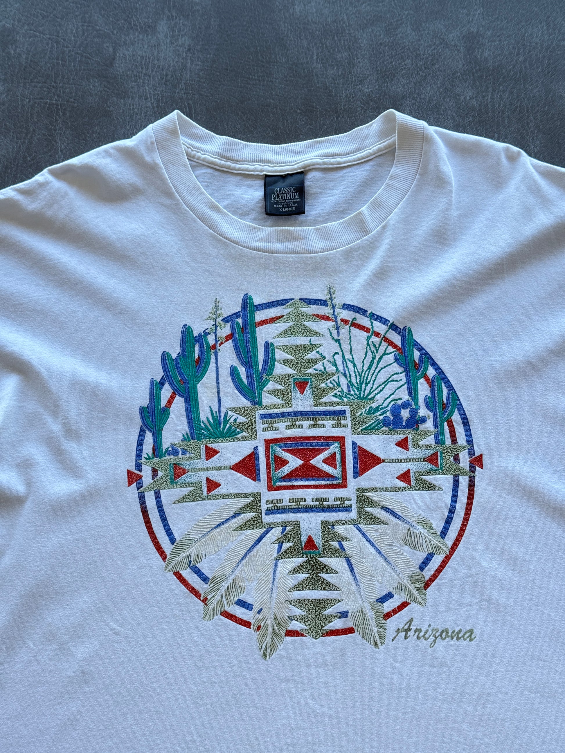 White Arizona Native Southwest 90's Vintage Single Stitch Graphic T-Shirt - XL