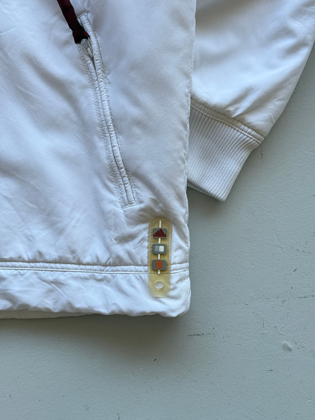 White Adidas 90's Vintage 1/4 Zip Shell Jacket - Medium