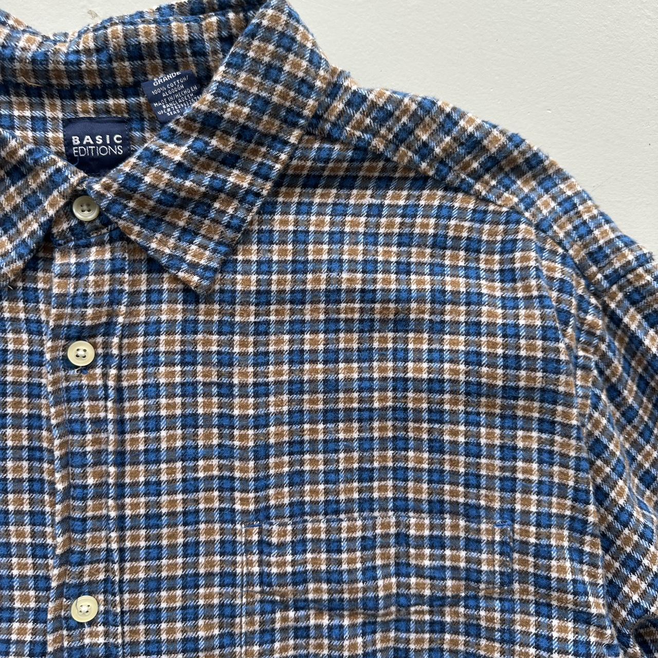 Blue Brown Checkered Basic Editions 90s Vintage Long sleeve - XL