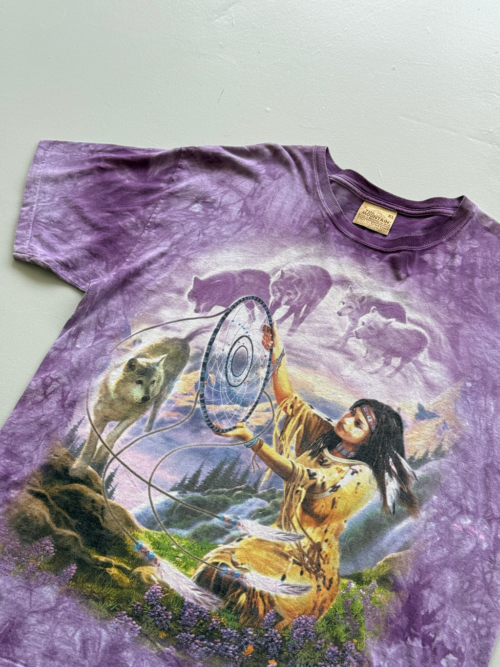 Purple Tie-Dye The Mountain 90's Vintage Hippie Graphic T-Shirt - XL