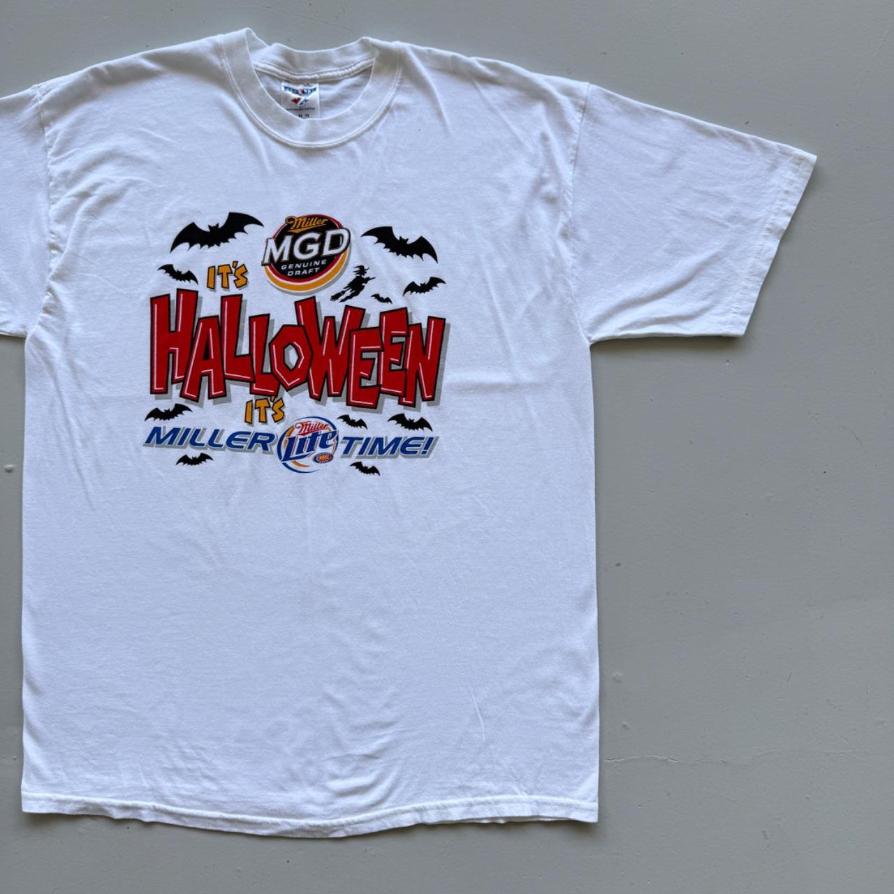White Halloween 00's Miller Beer Vintage T-shirt - XL