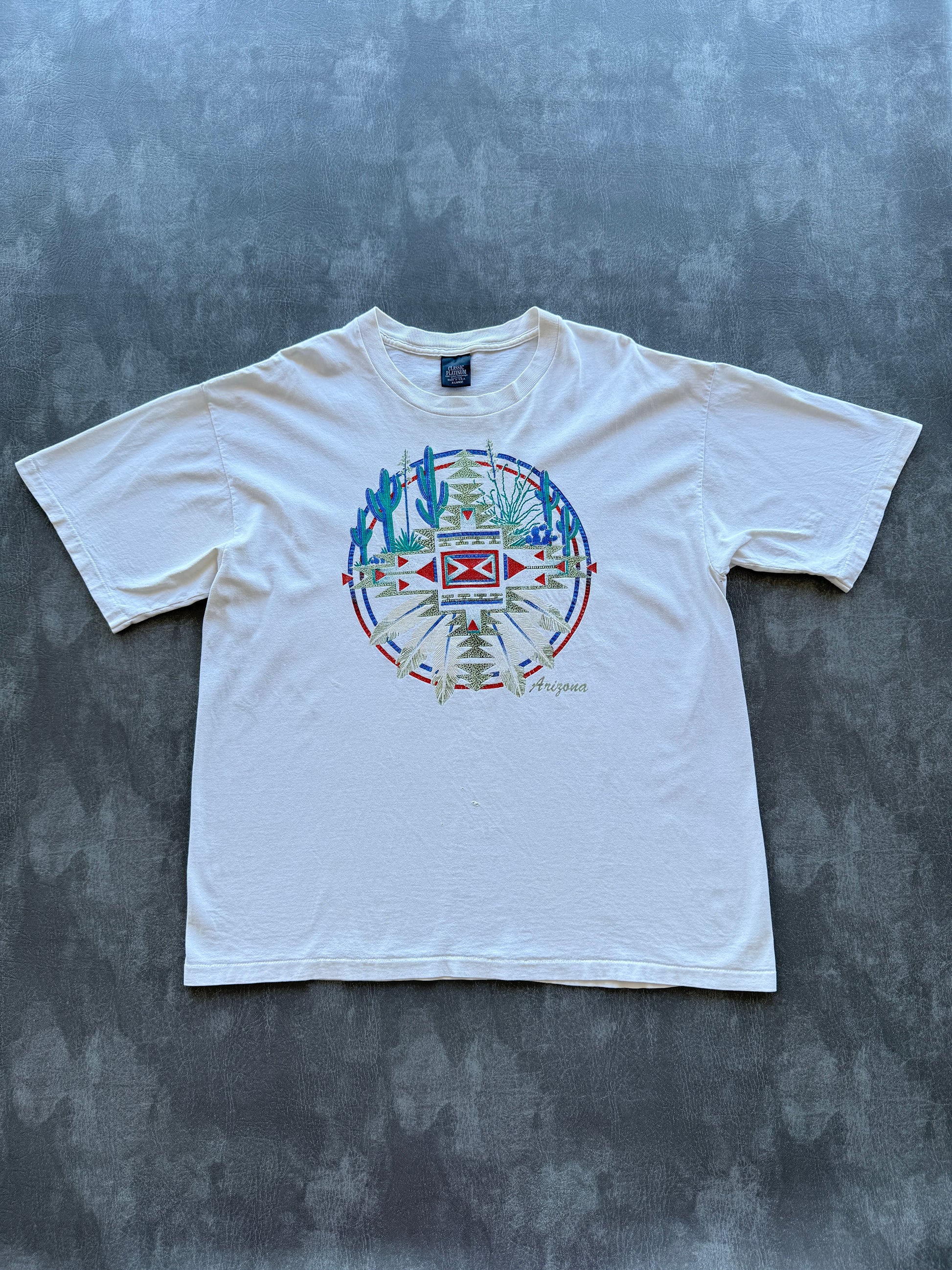 White Arizona Native Southwest 90's Vintage Single Stitch Graphic T-Shirt - XL