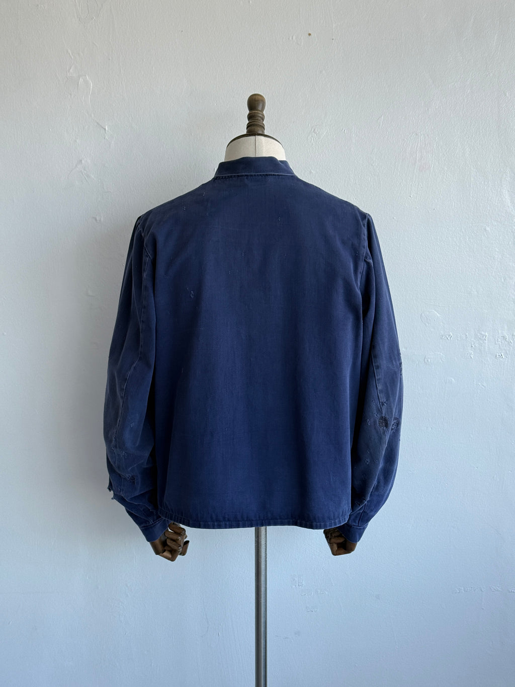 Thrashed Blue French 1970s Vintage Workwear Chore Jacket CH456 - Small