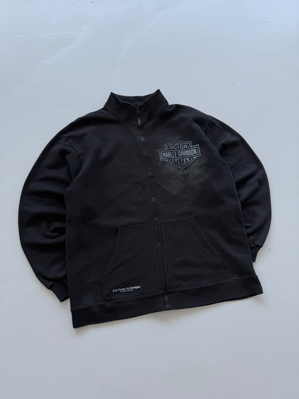 Harley Davidson Eagle Graphic Vintage Full Zip Sweatshirt - Large