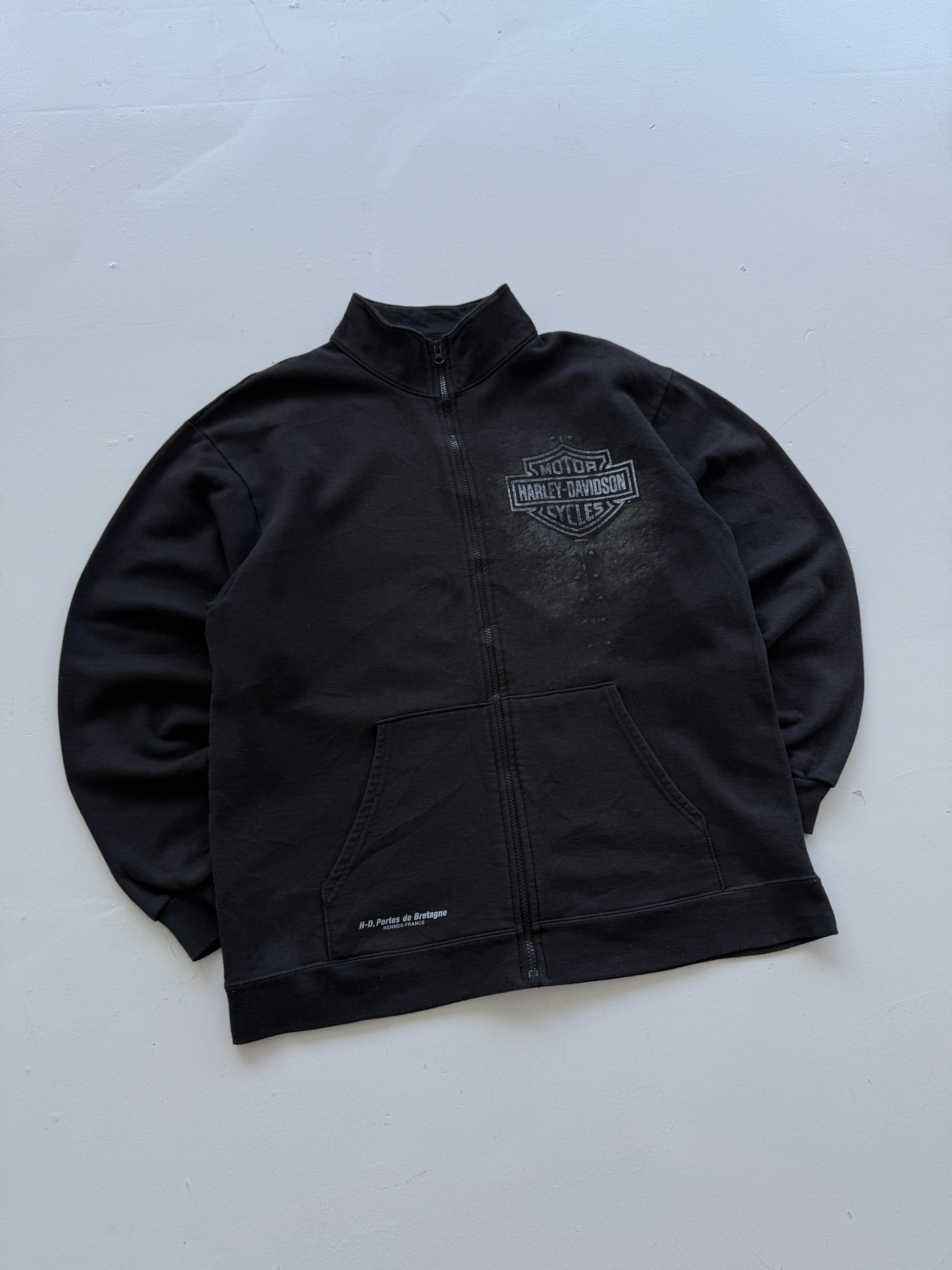 Harley Davidson Eagle Graphic Vintage Full Zip Sweatshirt - Large