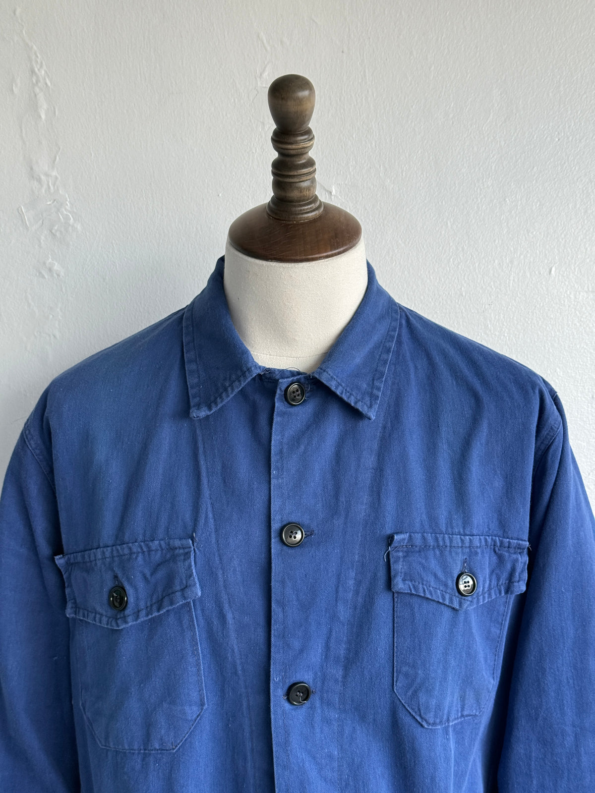 Blue French 1950s/60s Vintage Workwear Chore Jacket CH501 - Large