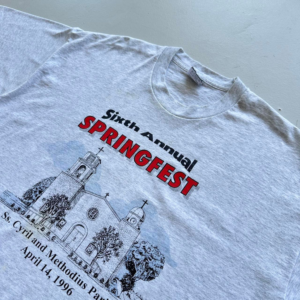 Grey SpringFest Religious 90s Vintage T-shirt - XL