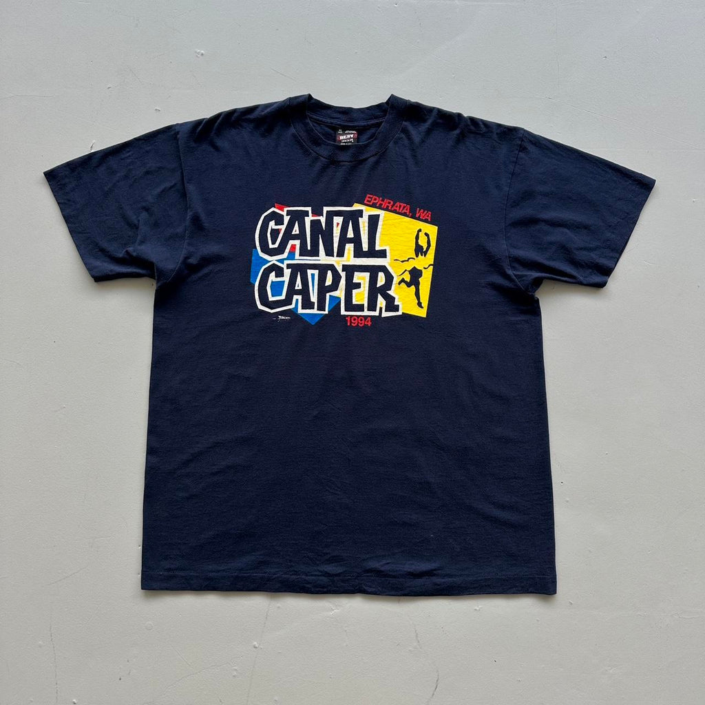Navy Canal Running 90s Vintage T-shirt - XL