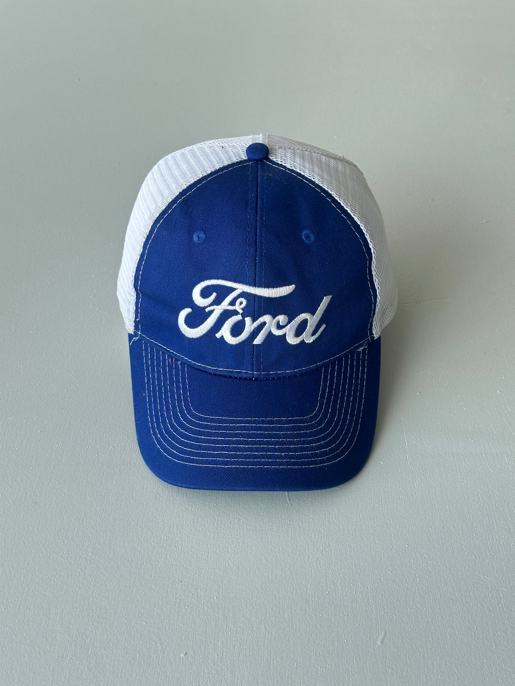 Blue / White Ford Vintage Mesh SnapBack Trucker Cap