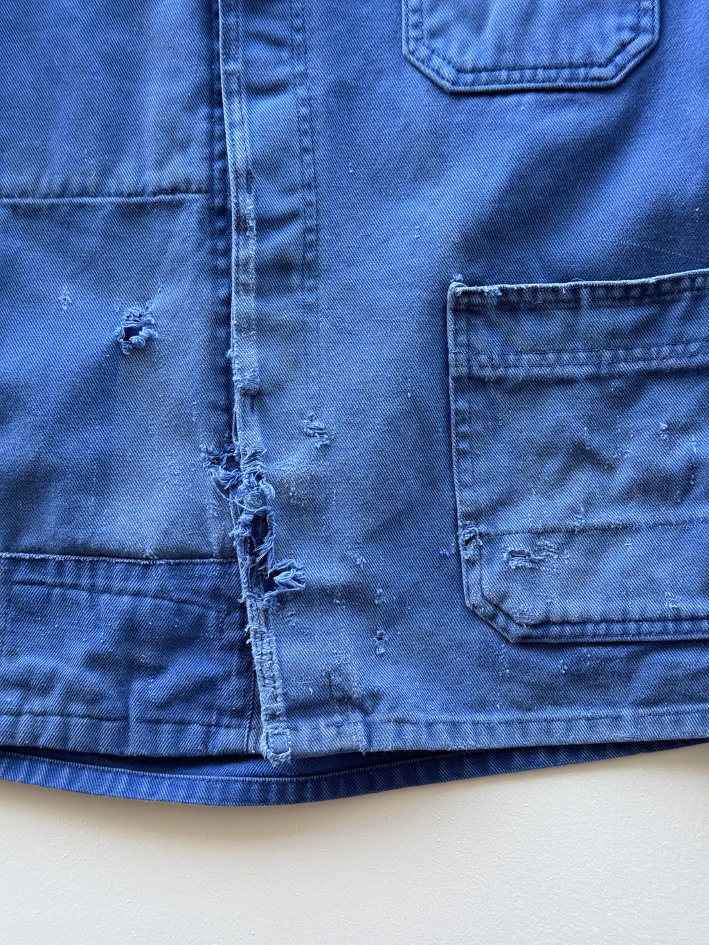 Thrashed Blue French Chore Jacket 90's Vintage Workwear CH319 - Small