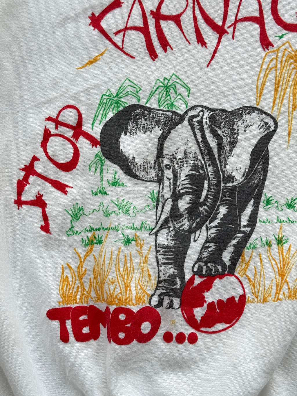 White Elephant Safari 90's Vintage Animal Graphic Sweatshirt Jumper - Medium