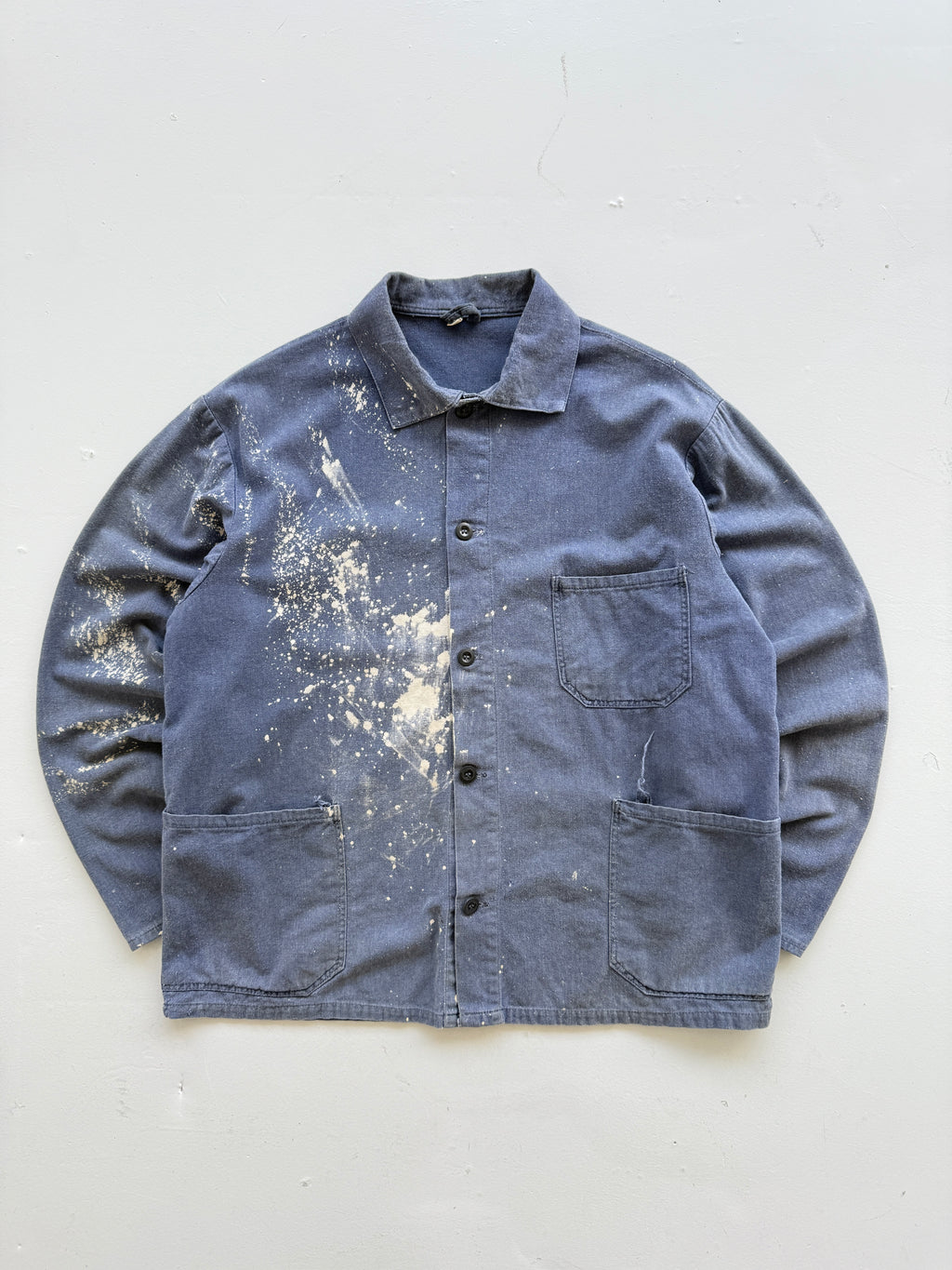Thrashed Blue French Vintage Workwear Chore Jacket CH362 - Medium