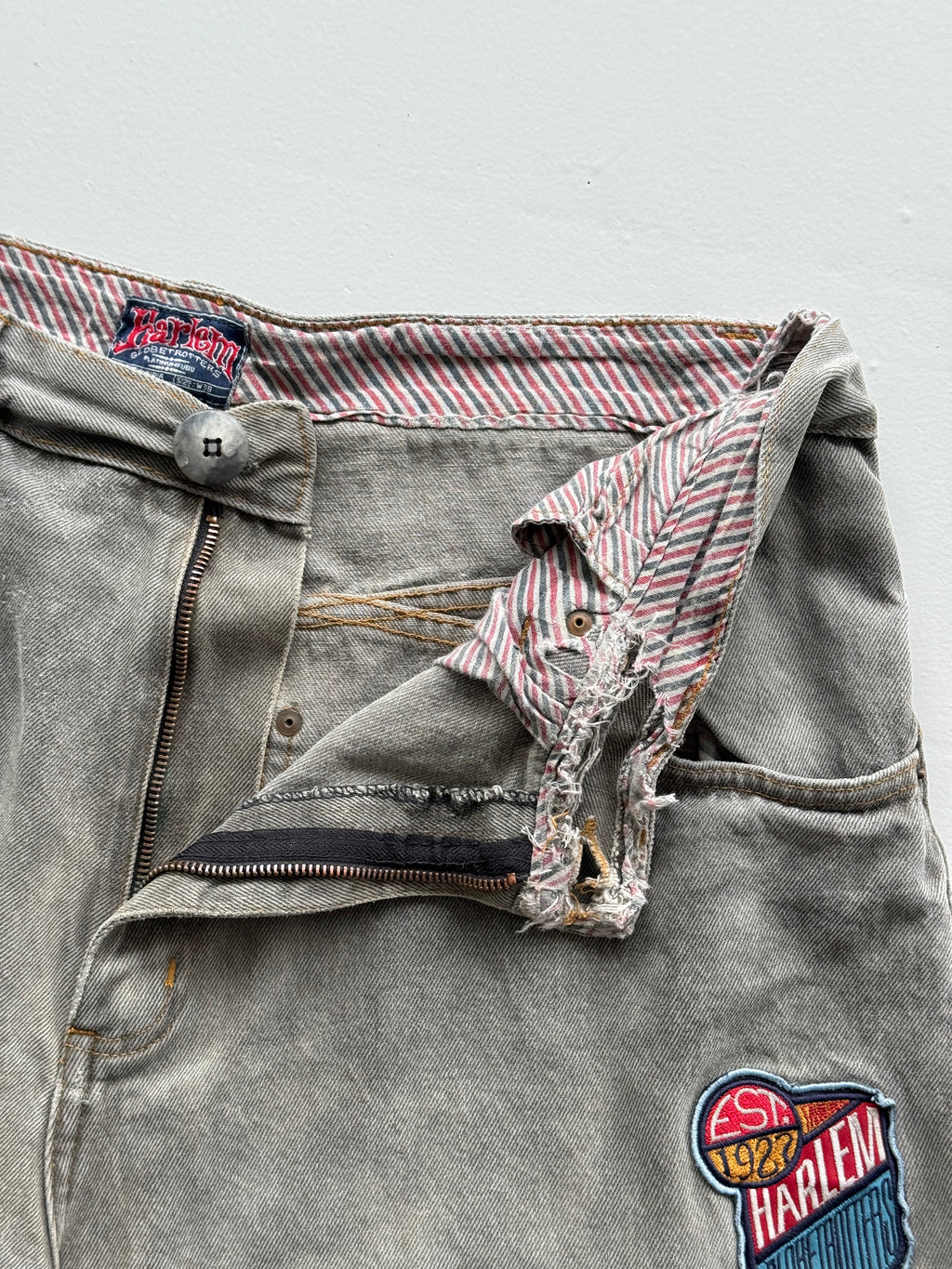 Faded Grey Fubu Platinum 00's Vintage Y2K Denim Shorts - W36 x L12
