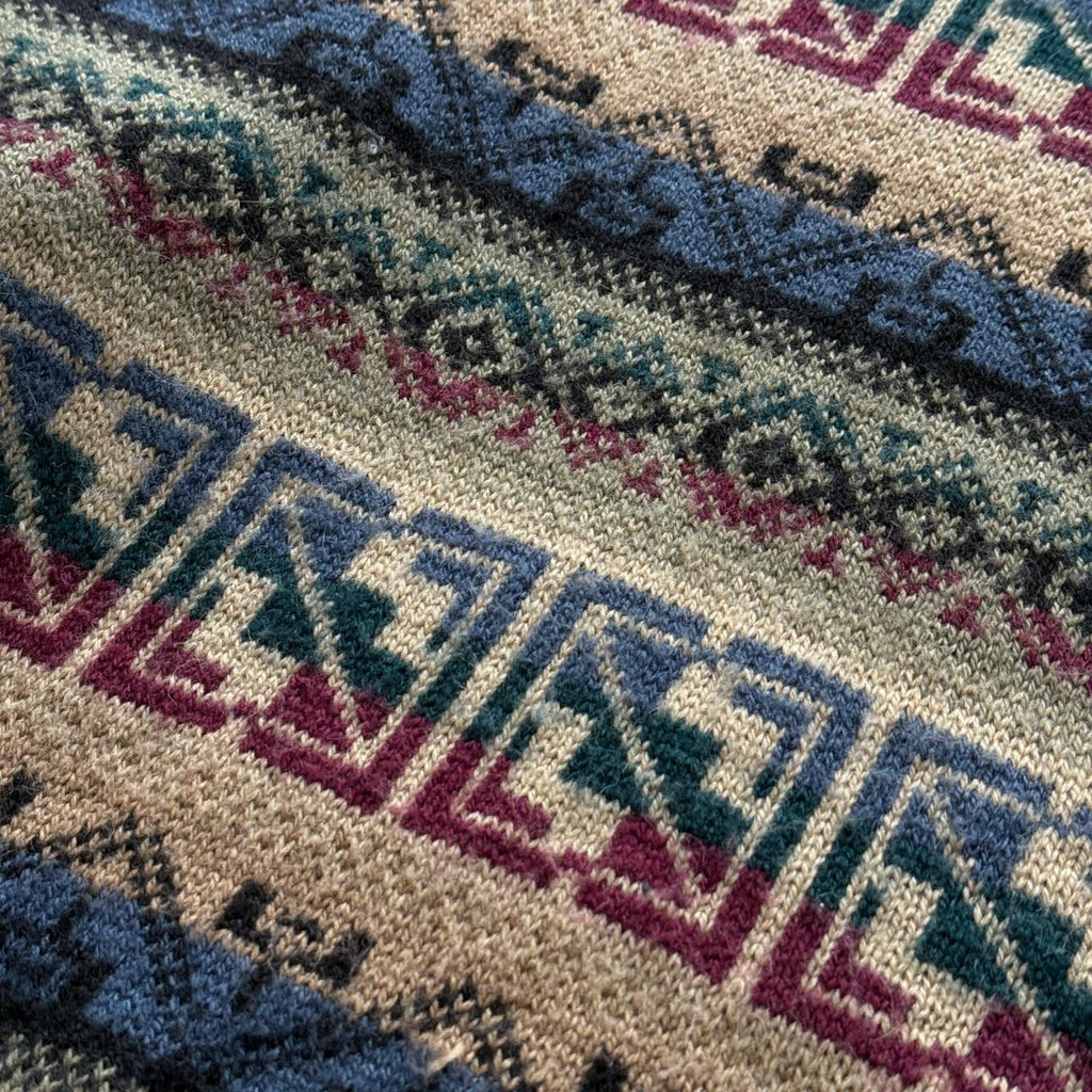 Green Aztec Woollen 90's Vintage Geometric Pattern Knit Jumper - Medium