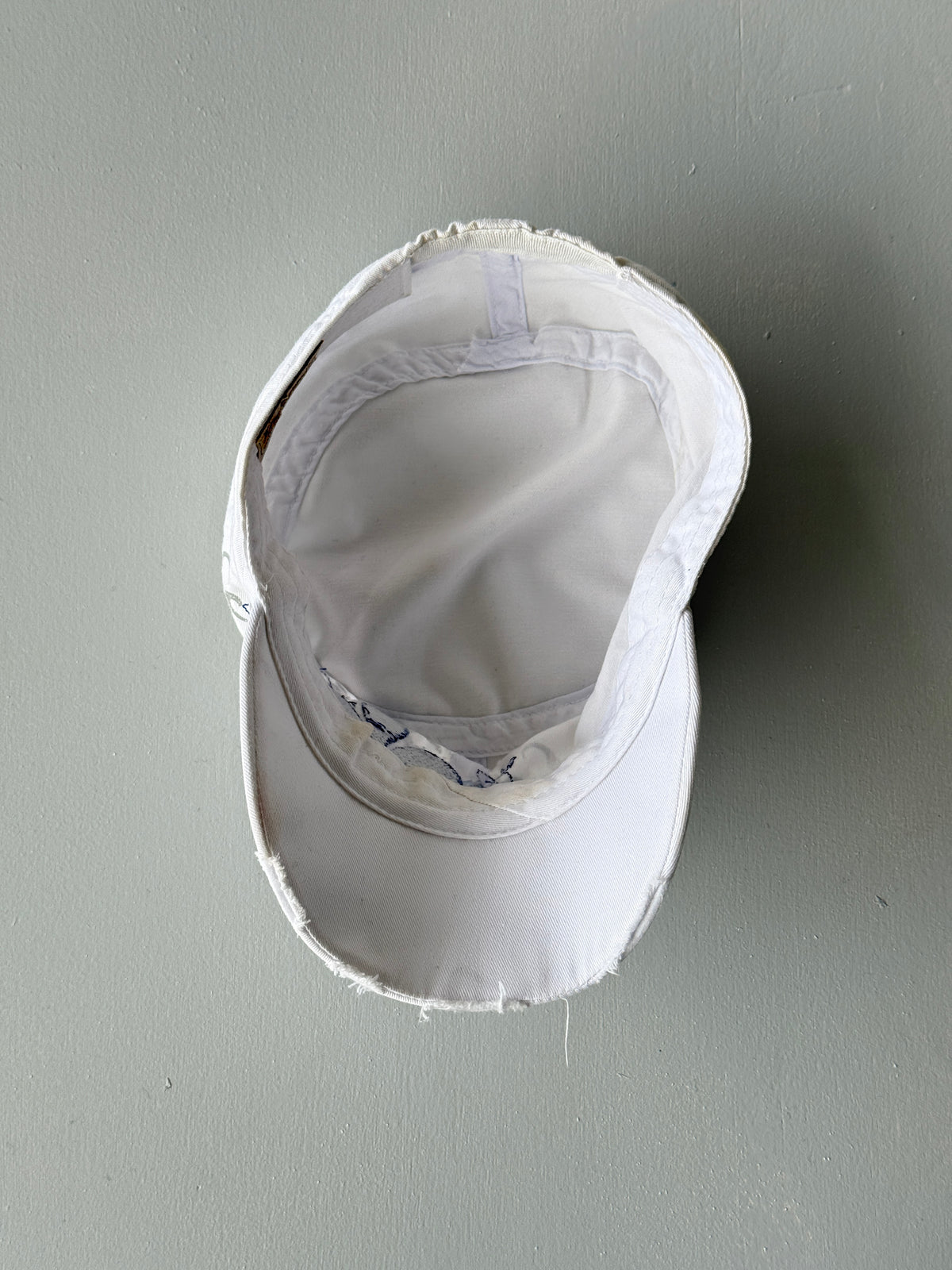 White Floral Y2K Cadet Cap Military Style 00's Grunge Aesthetic