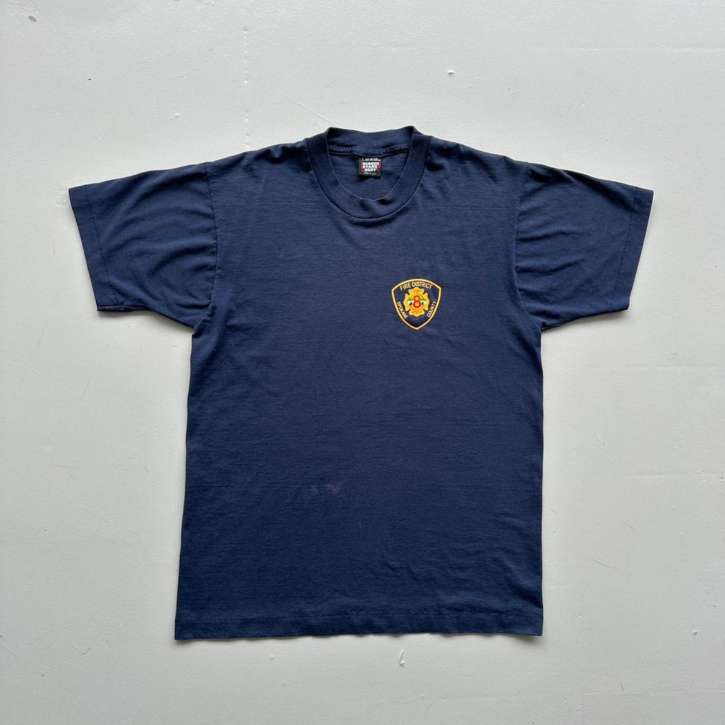 Fire District Navy 90s Vintage T-shirt - Medium
