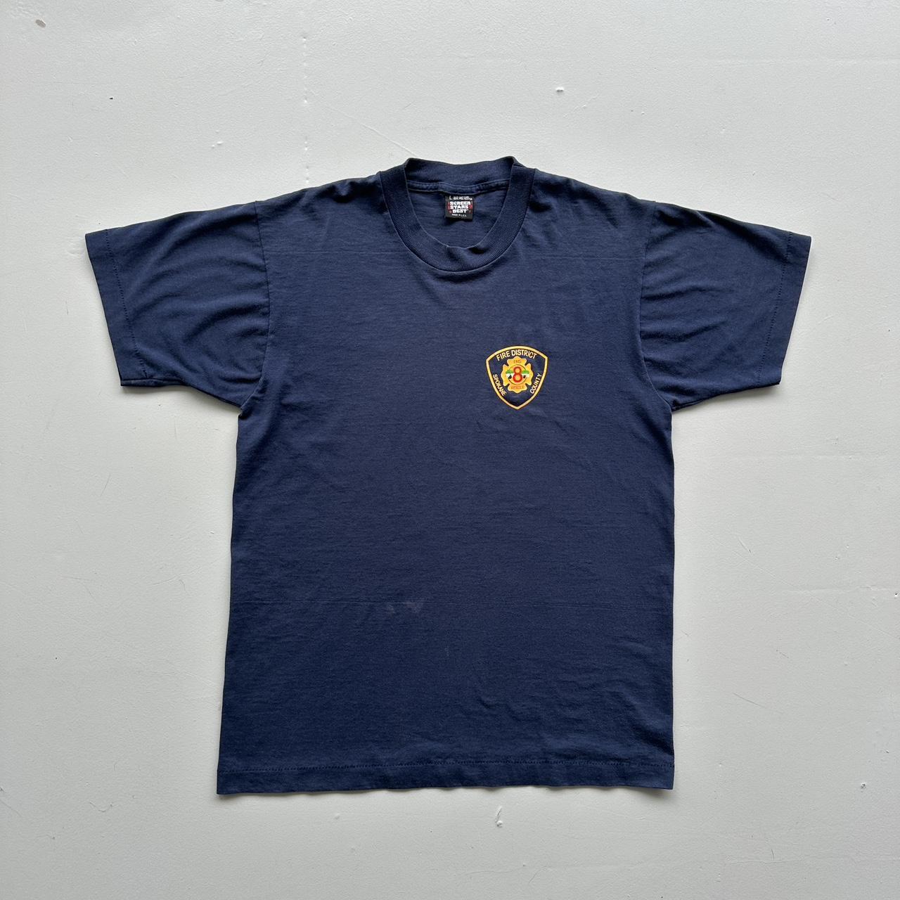 Fire District Navy 90s Vintage T-shirt - Medium