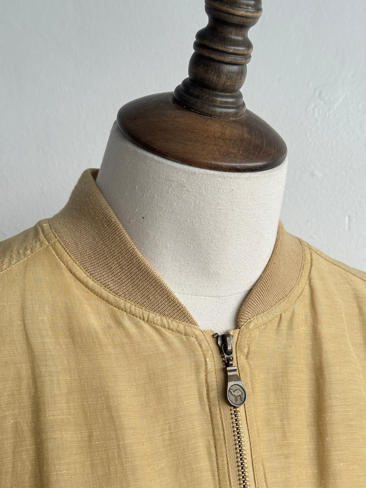 Camel Collection Silk Linen 90's Vintage Bomber Jacket - Large
