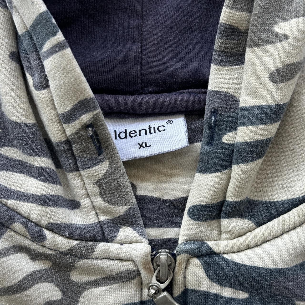 Grey Camo Tribal Dragon Y2K Full-Zip Hoodie - XL