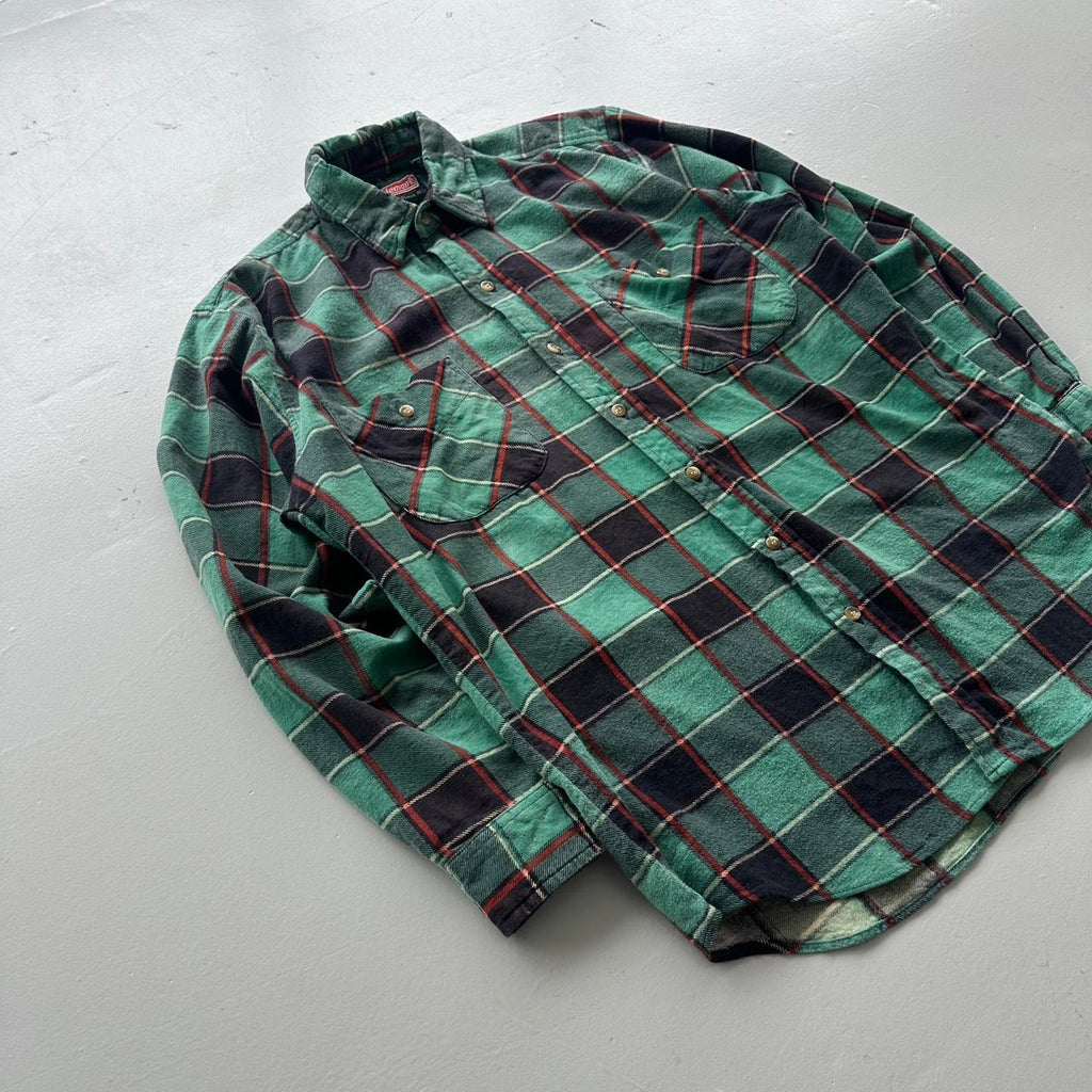 Green Checkered Coleman 90s Vintage Long sleeve - Medium