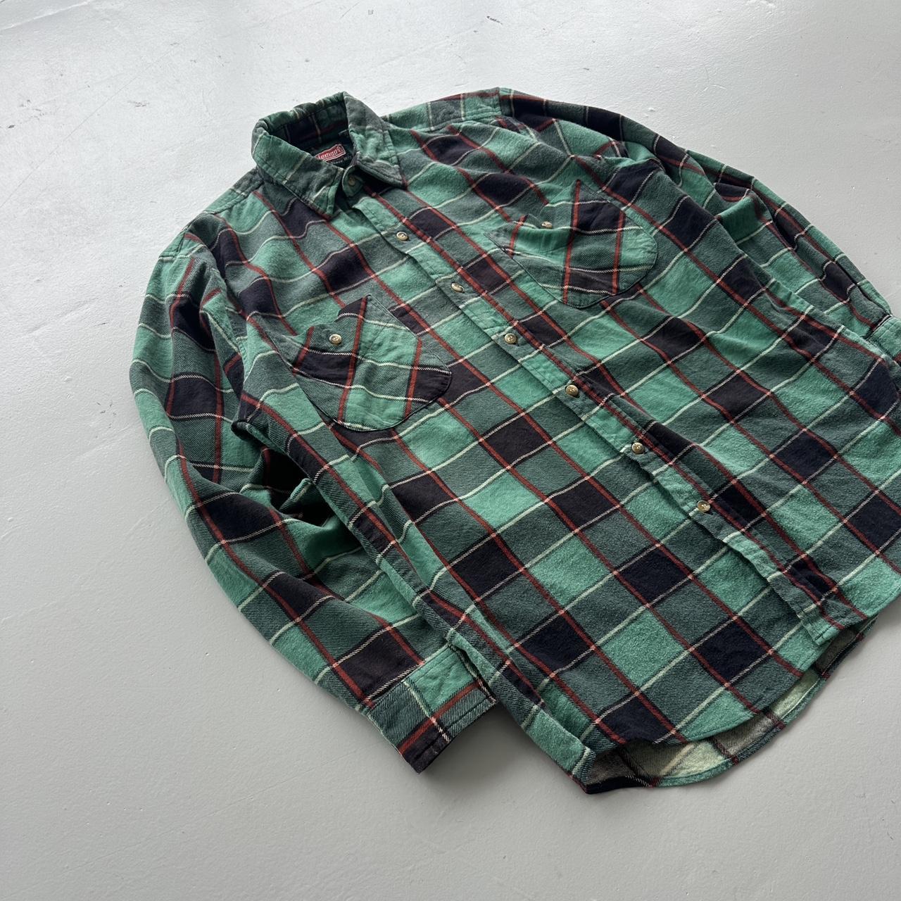 Green Checkered Coleman 90s Vintage Long sleeve - Medium