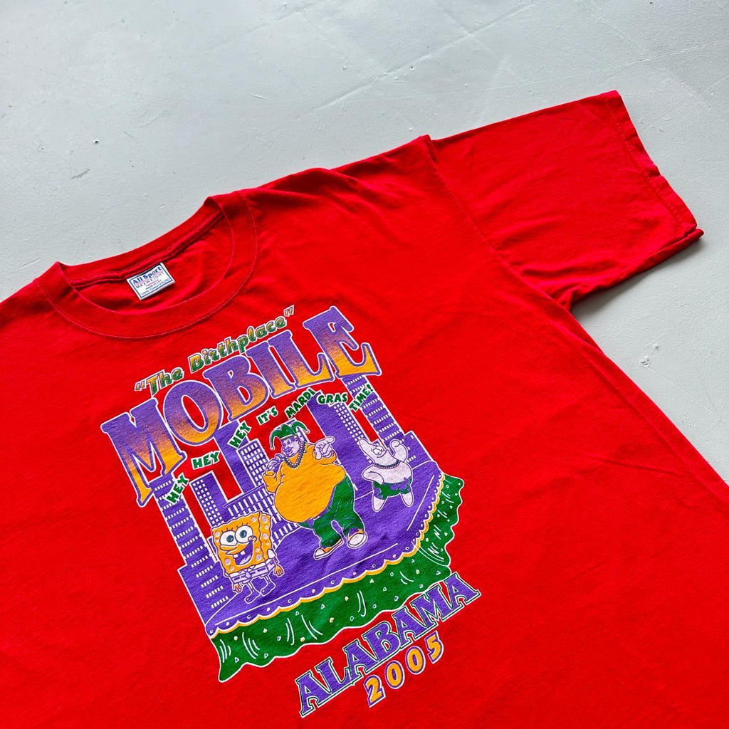 Red Novelty Cartoon Sponge-Bob Vintage 90's T-shirt - 2XL