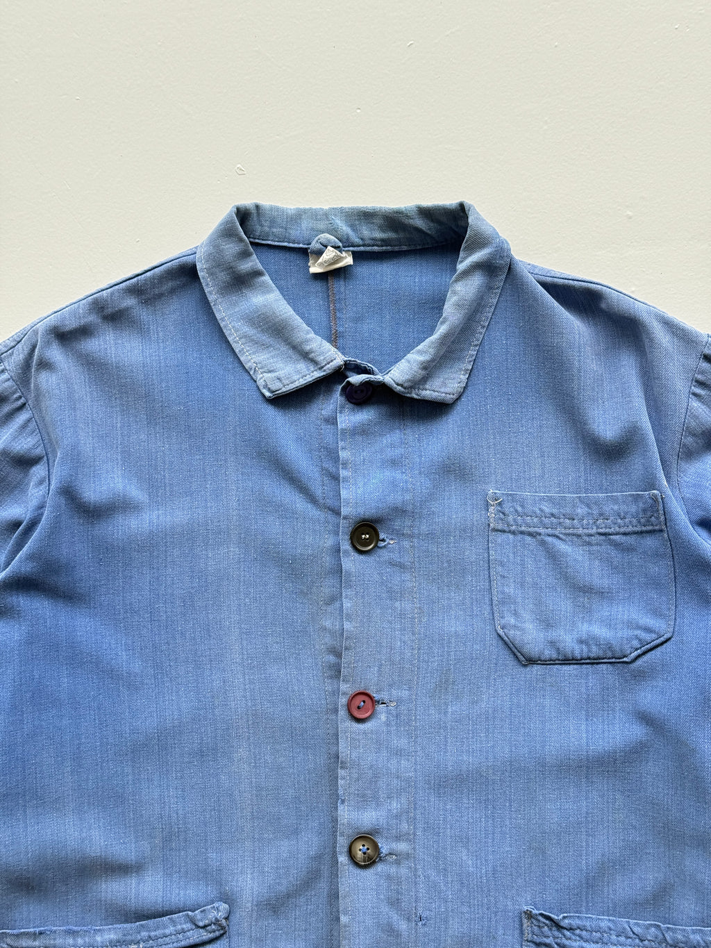 Faded Blue French Chore Jacket 80's Vintage Workwear CH221 - Small Womens