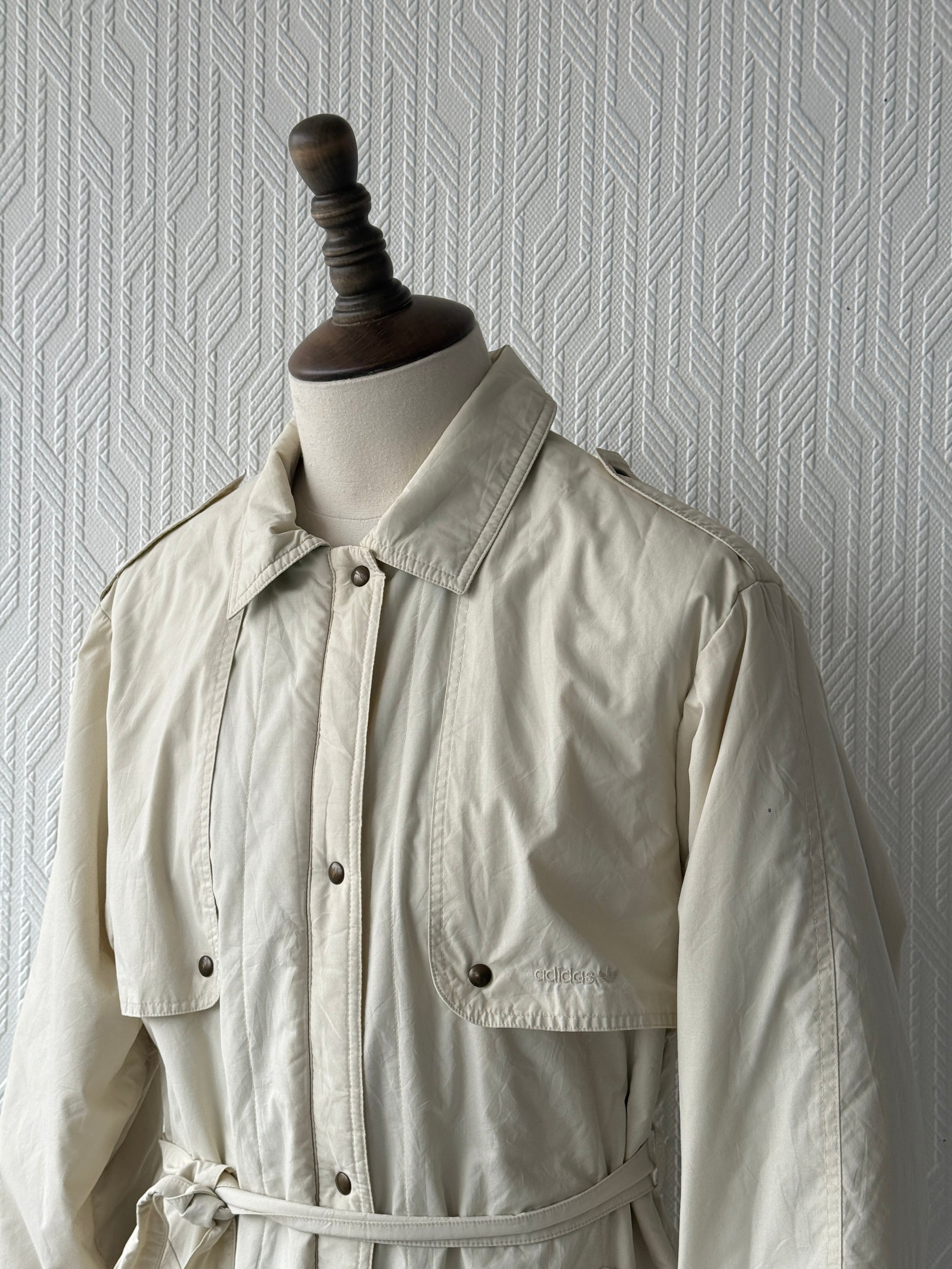 Cream Adidas 80's Vintage Full Body Length Puffer Jacket - UK14