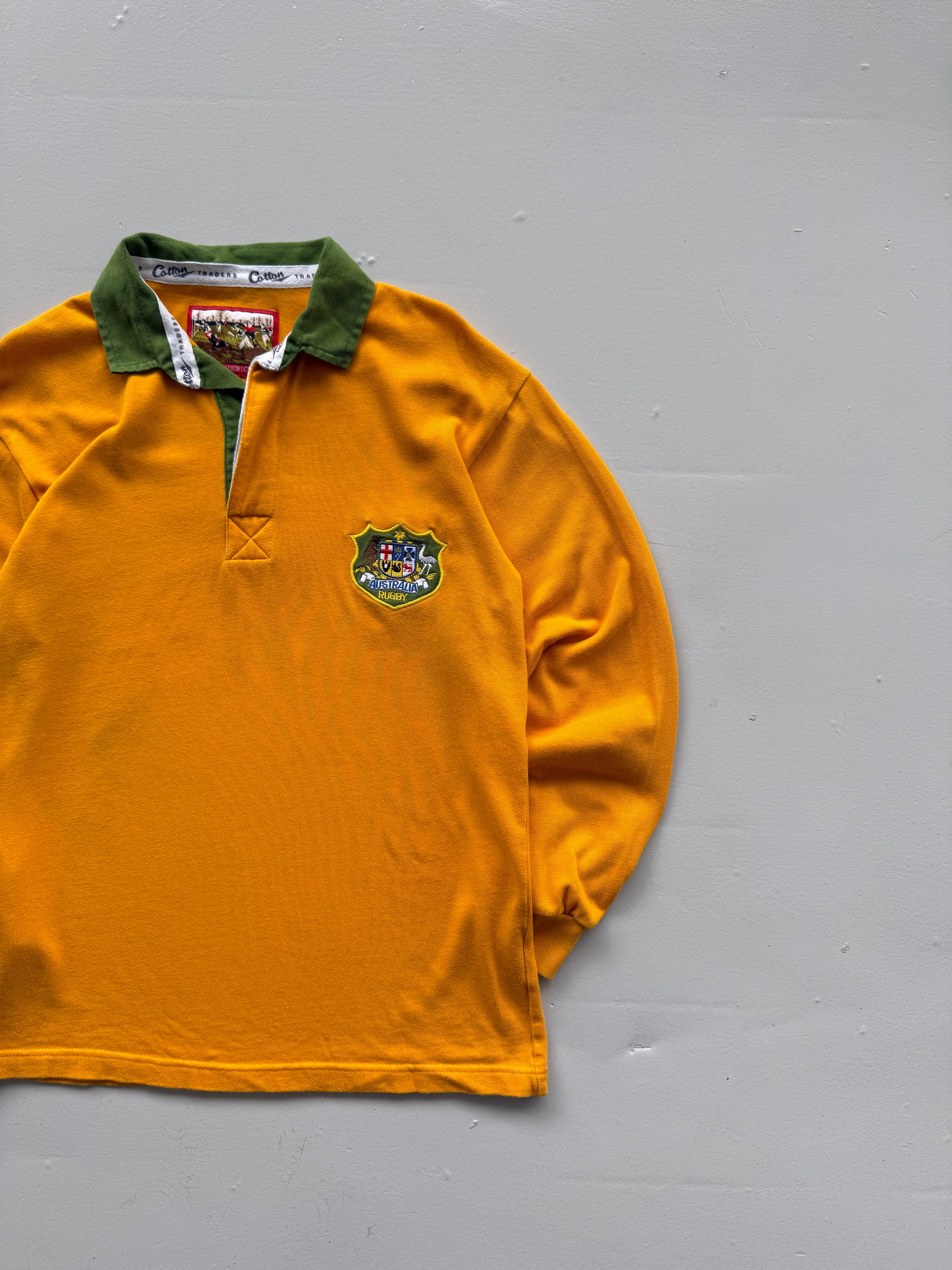 Yellow Australia 90's Vintage Cotton Traders Long Sleeve Rugby Jersey - Small