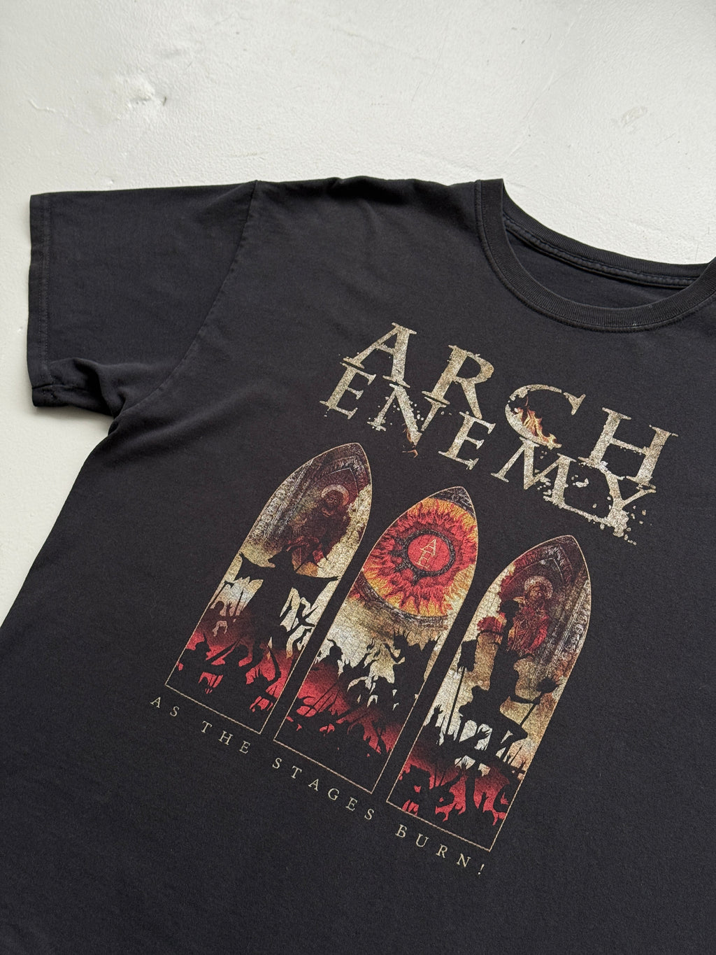 Black Arch Enemy As The Stages Burn! Vintage Graphic T-Shirt - XL