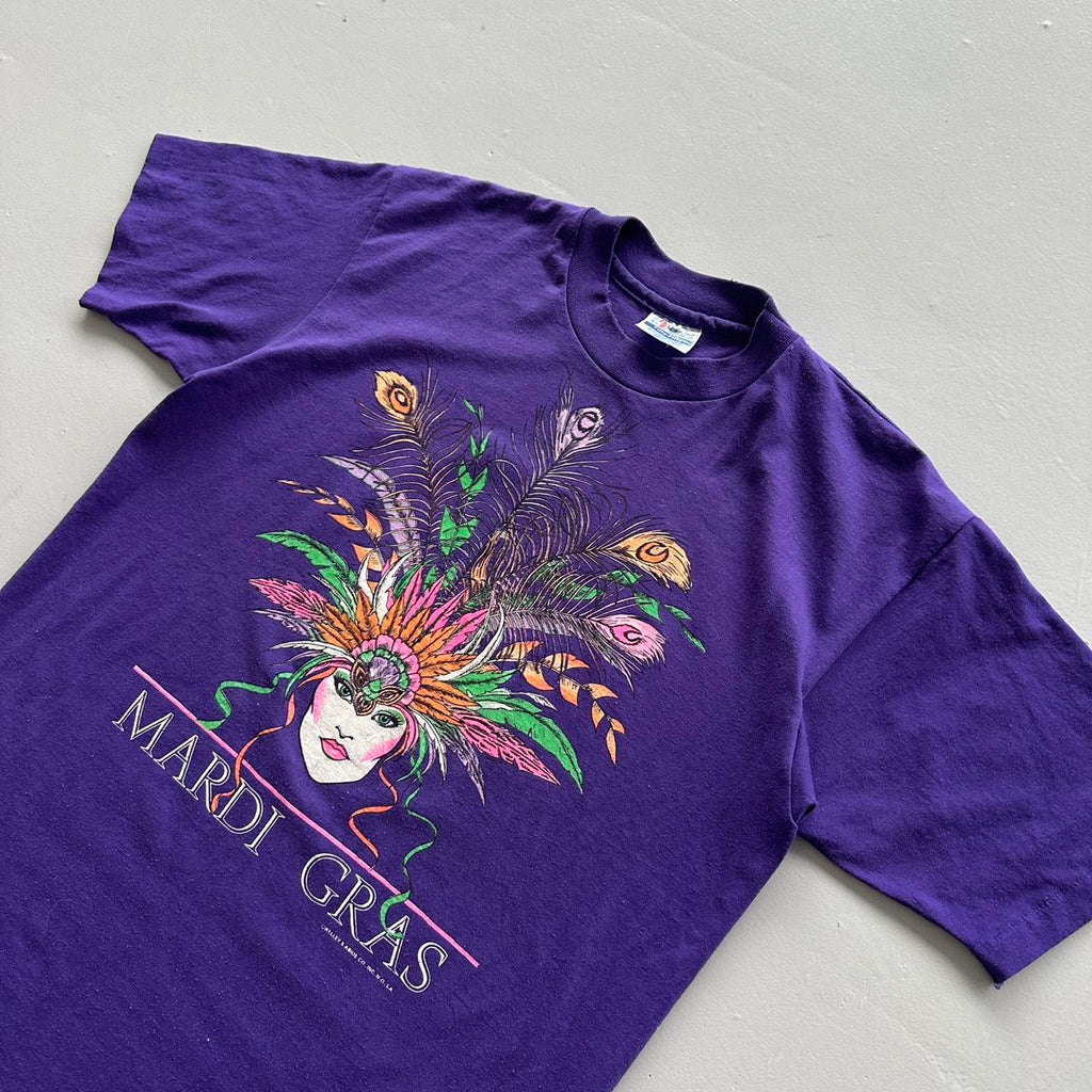 Purple Mardi Gras Vintage 90s T-shirt - Large