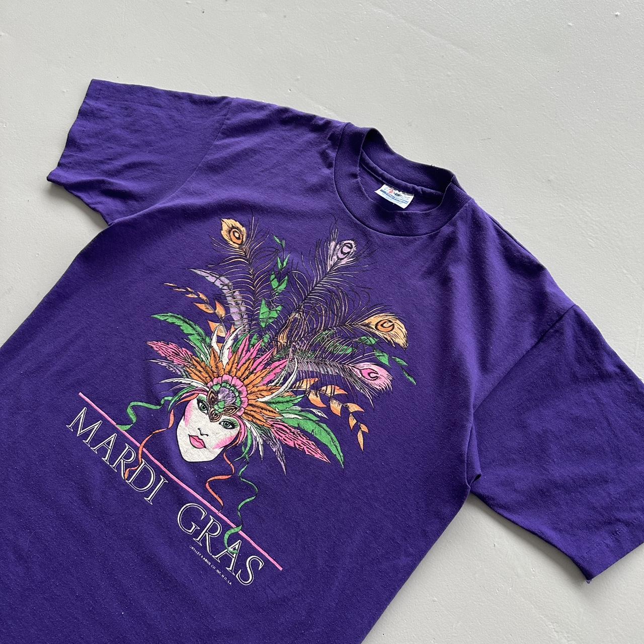 Purple Mardi Gras Vintage 90s T-shirt - Large