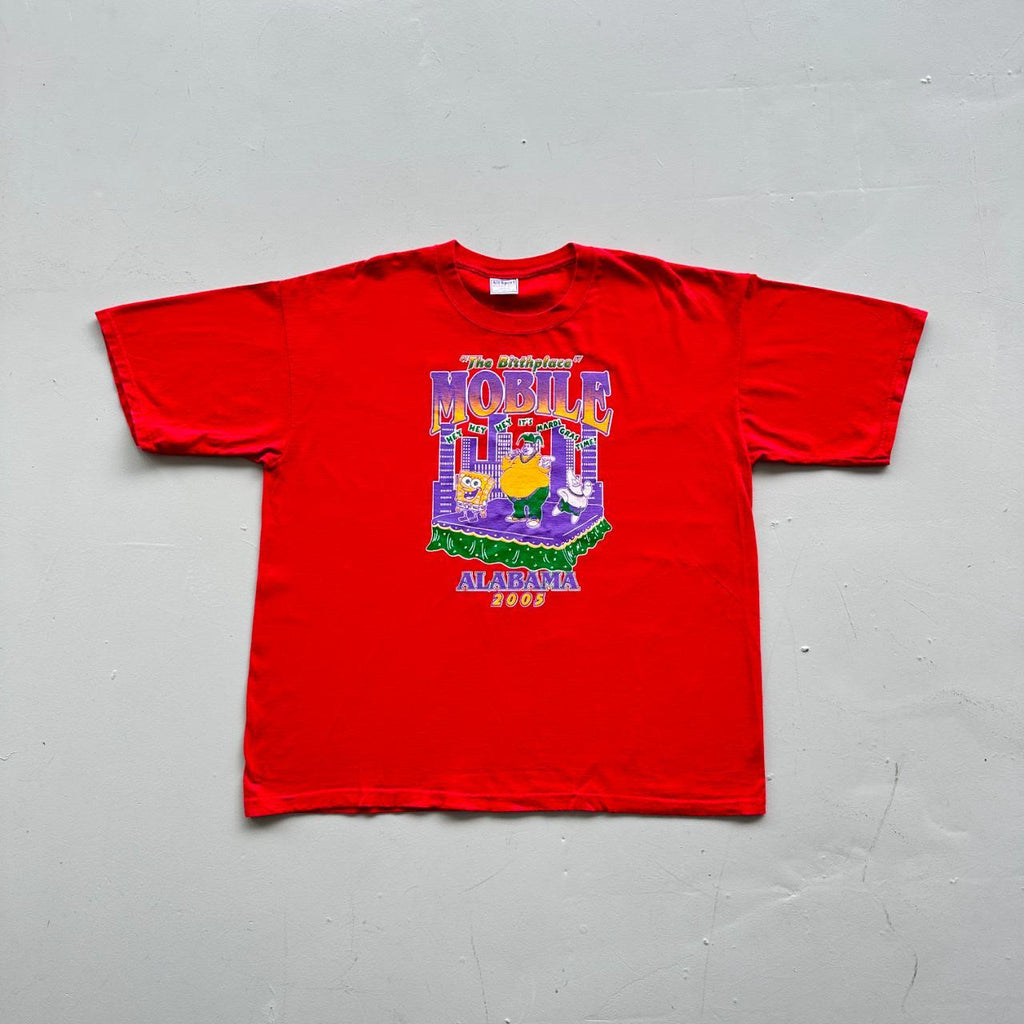 Red Novelty Cartoon Sponge-Bob Vintage 90's T-shirt - 2XL
