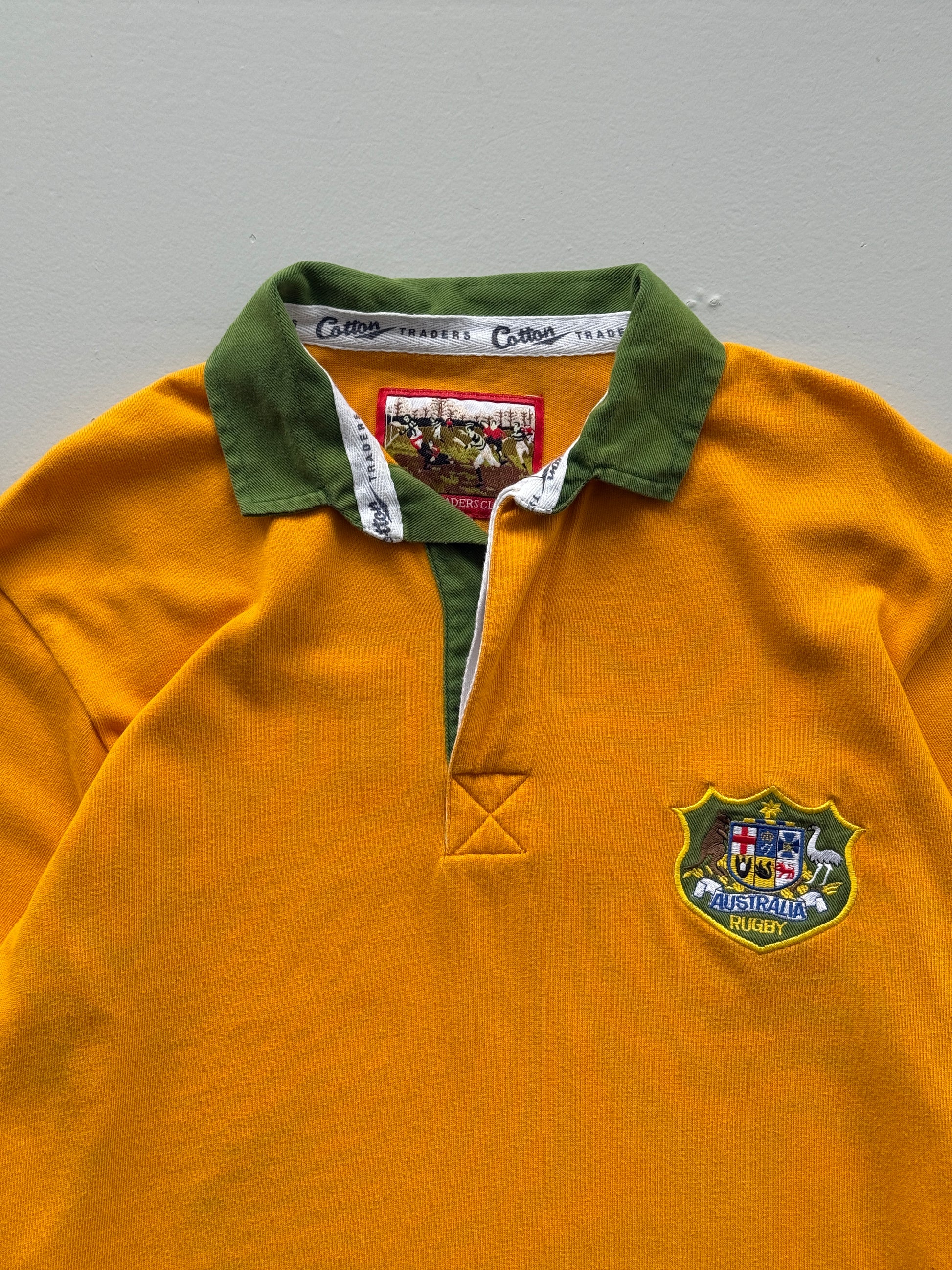 Yellow Australia 90's Vintage Cotton Traders Long Sleeve Rugby Jersey - Small