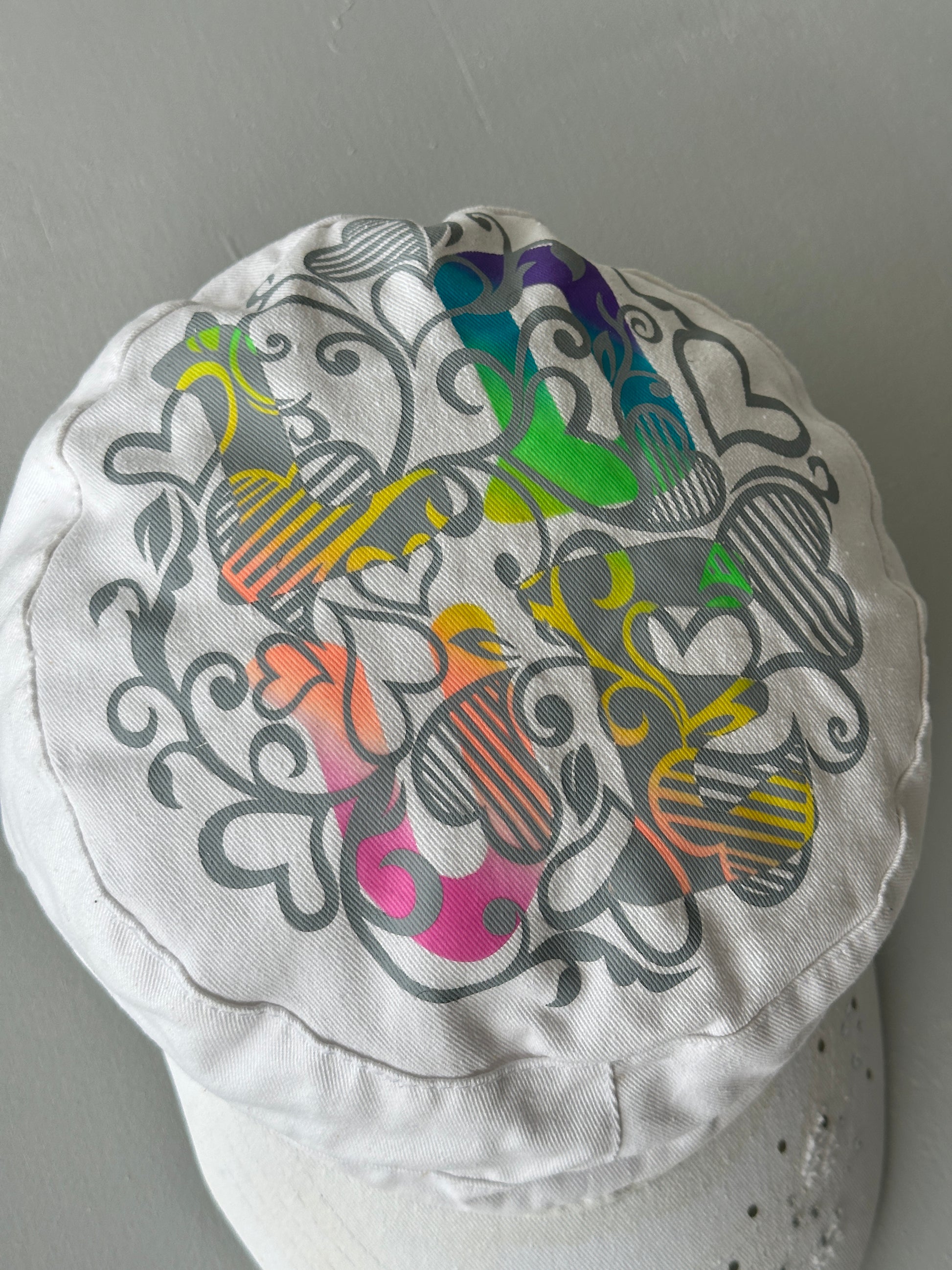 White LOVE Studded Y2K Cadet Cap Military Style 00's Grunge Aesthetic