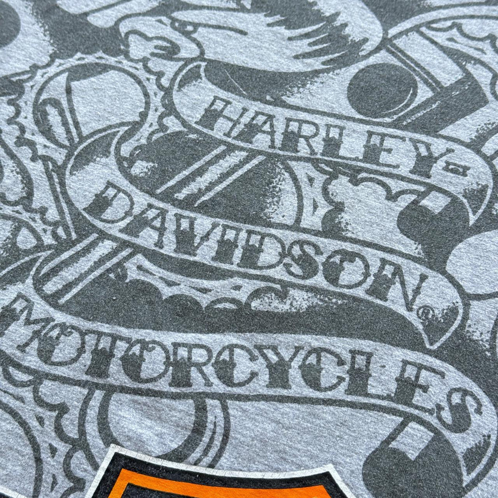 Grey Harley Davidson 00's Y2K Graphic T-Shirt - Medium