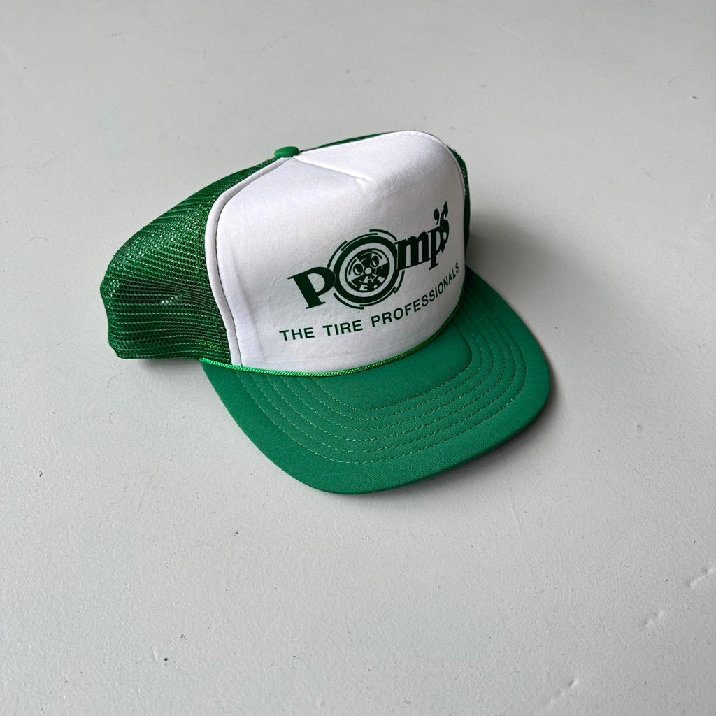 Green / White Pomp’s Mesh and Foam Trucker SnapBack Cap