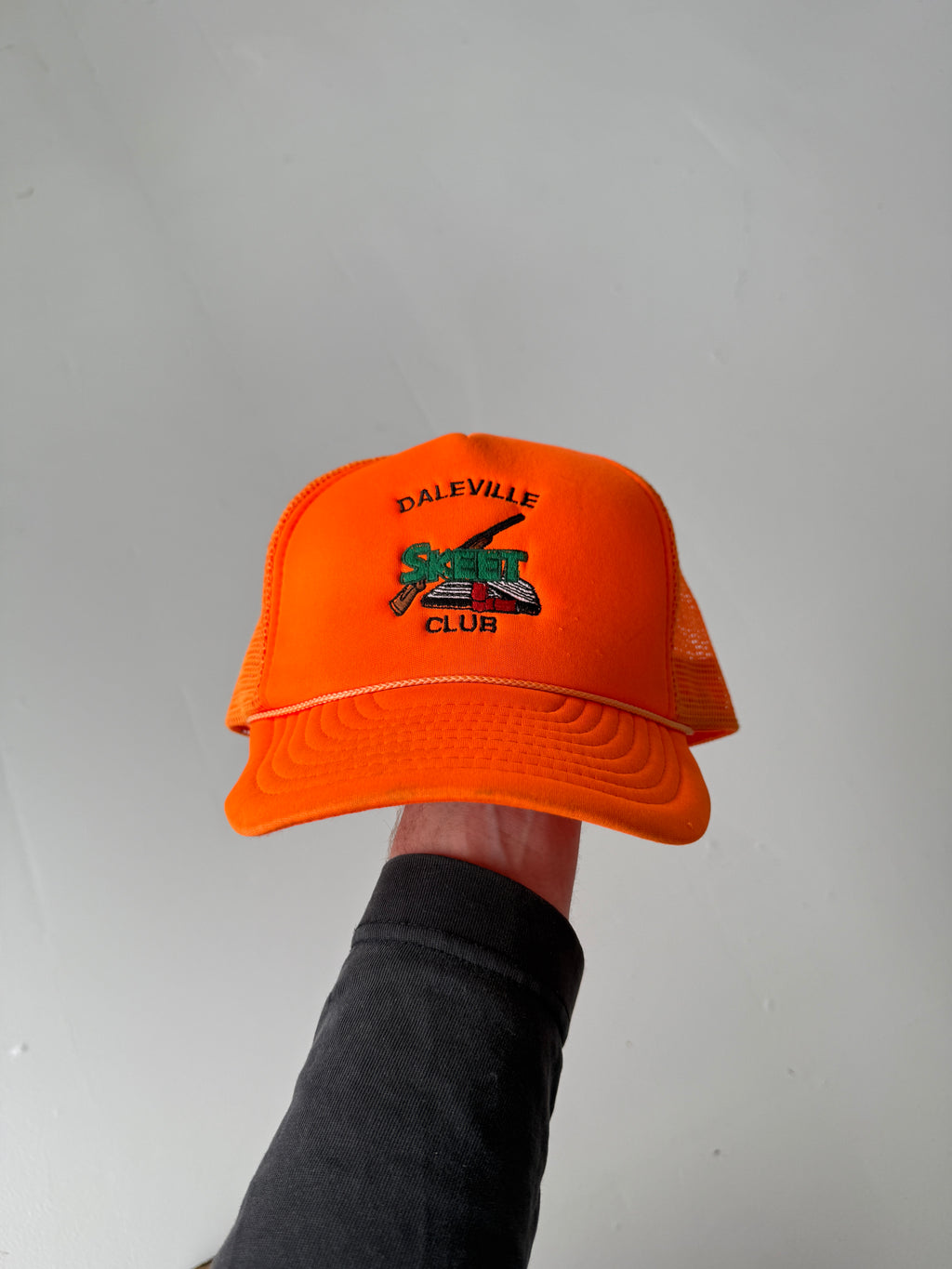 Neon Orange Daleville Skeet Club Vintage Foam and Mesh SnapBack Trucker Cap