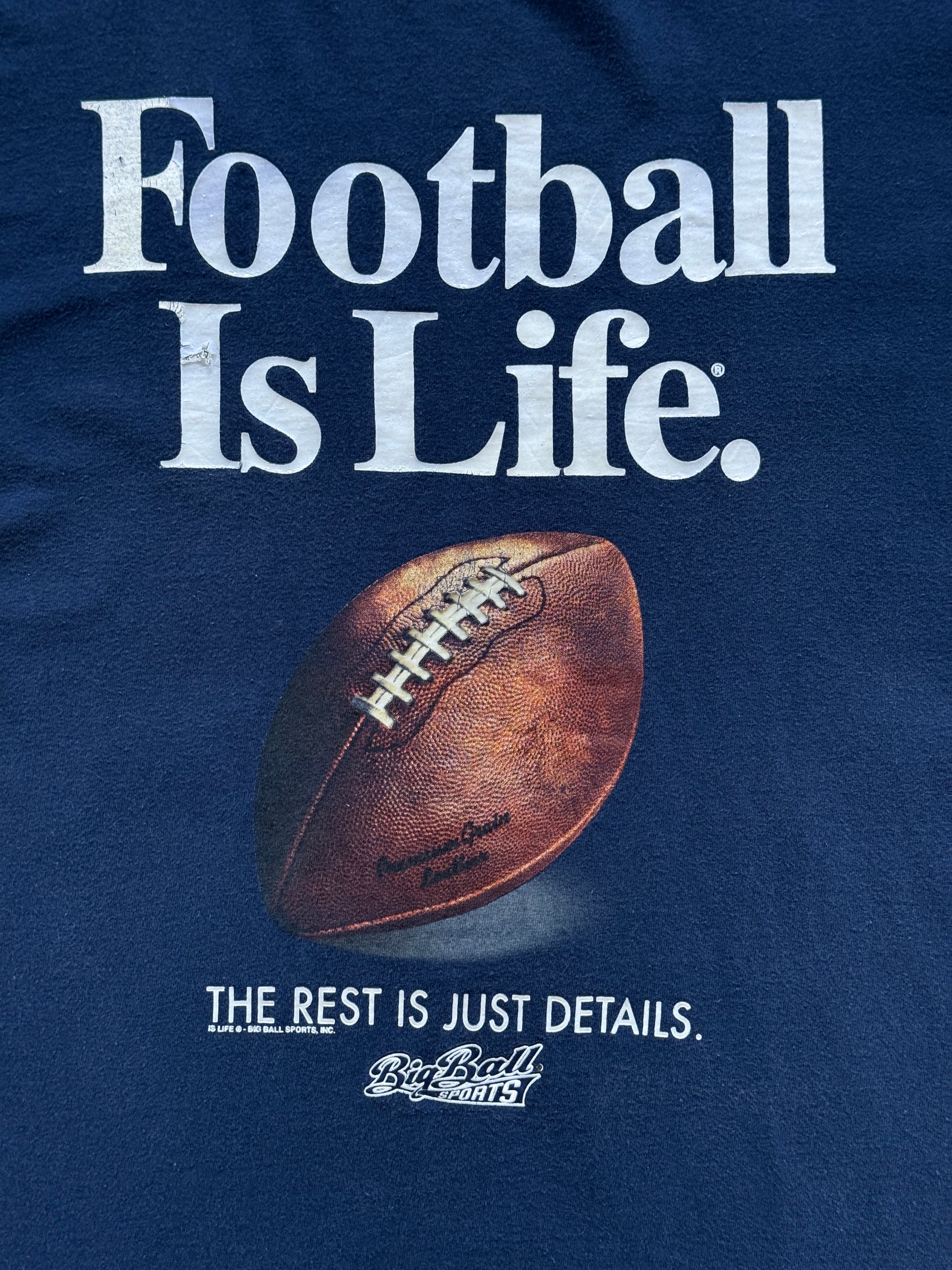 Navy Blue Football is Life 90's Vintage Graphic NFL T-Shirt - XL