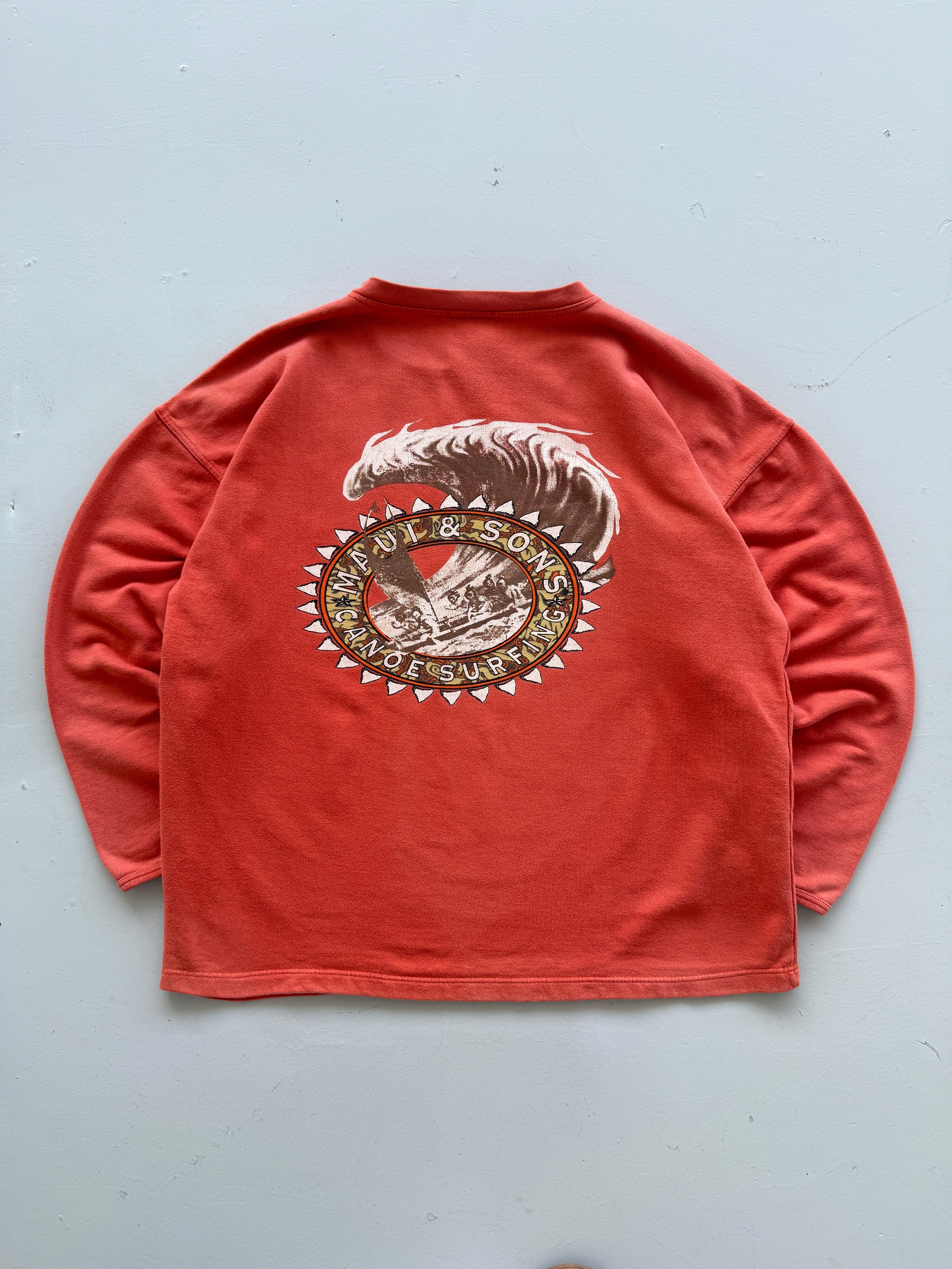 Maui and Sons Canoe Surfing 90's Vintage Sweatshirt - XL
