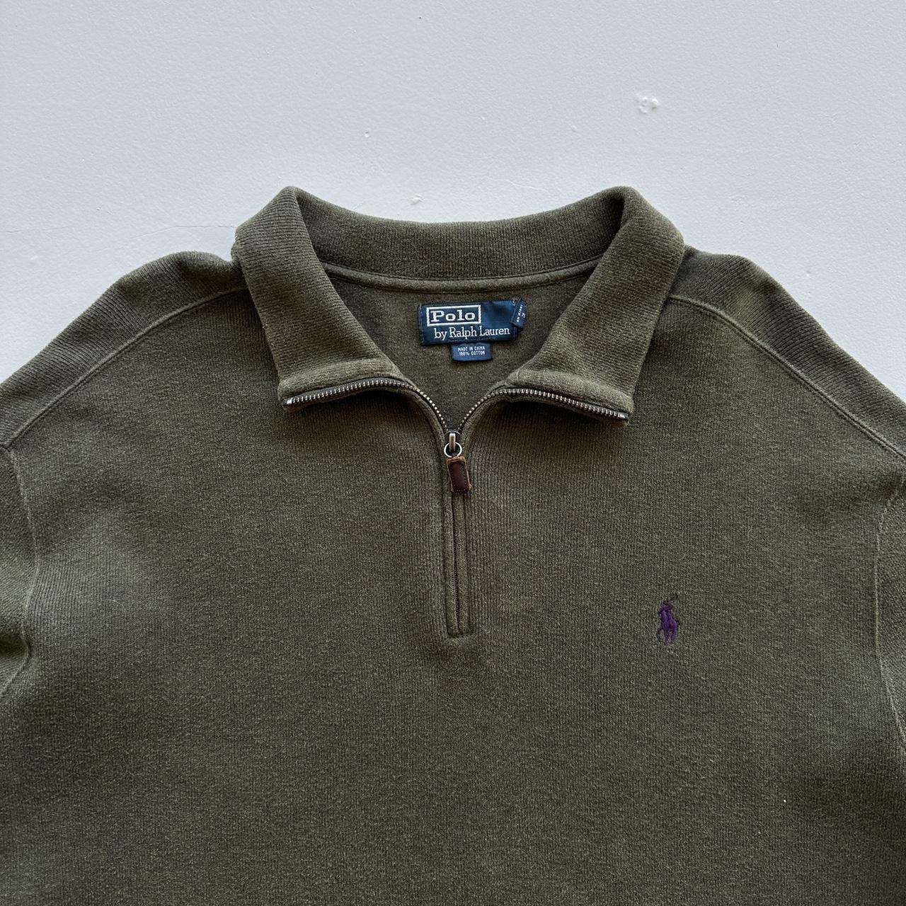 Khaki Green Polo Ralph Lauren Quarter Zip Sweatshirt - 2XL